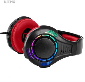 NITHO SND-RADR-RK Gaming-Headset (Kabellose 2.4-GHz-Verbindung für geringe Latenz und uneingeschränktes Gaming-Vergnügen. Hohe Reichweite und Akkulaufzeit, Multifunktionales Gaming-Headset für alle Plattformen mit RGB-Licht)
