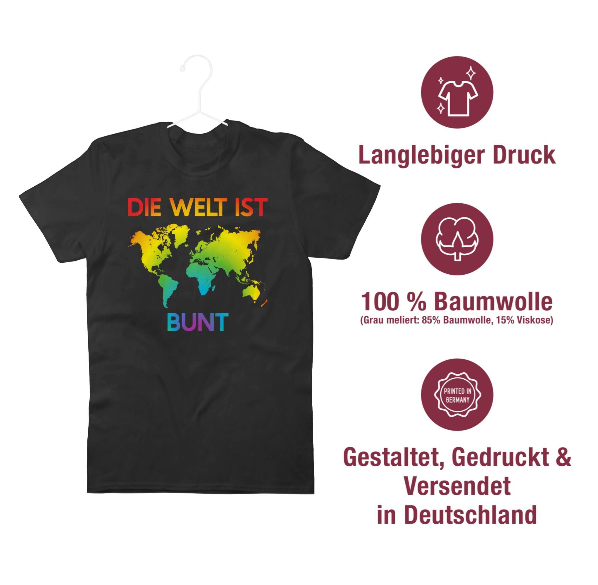 Schwarz T-Shirt Farben – bunt LGBT 1 Welt Shirtracer Kleidung ist Die Regenbogen