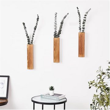 BlingBin Blumentopf Wand-Pflanzgefäße hängende Holz-Wandvase Dekoration (3er Set, 3 St., 3pcs), für Schlafzimmer und Wohnzimmer Wandmontage Blumentopf 2 Stück