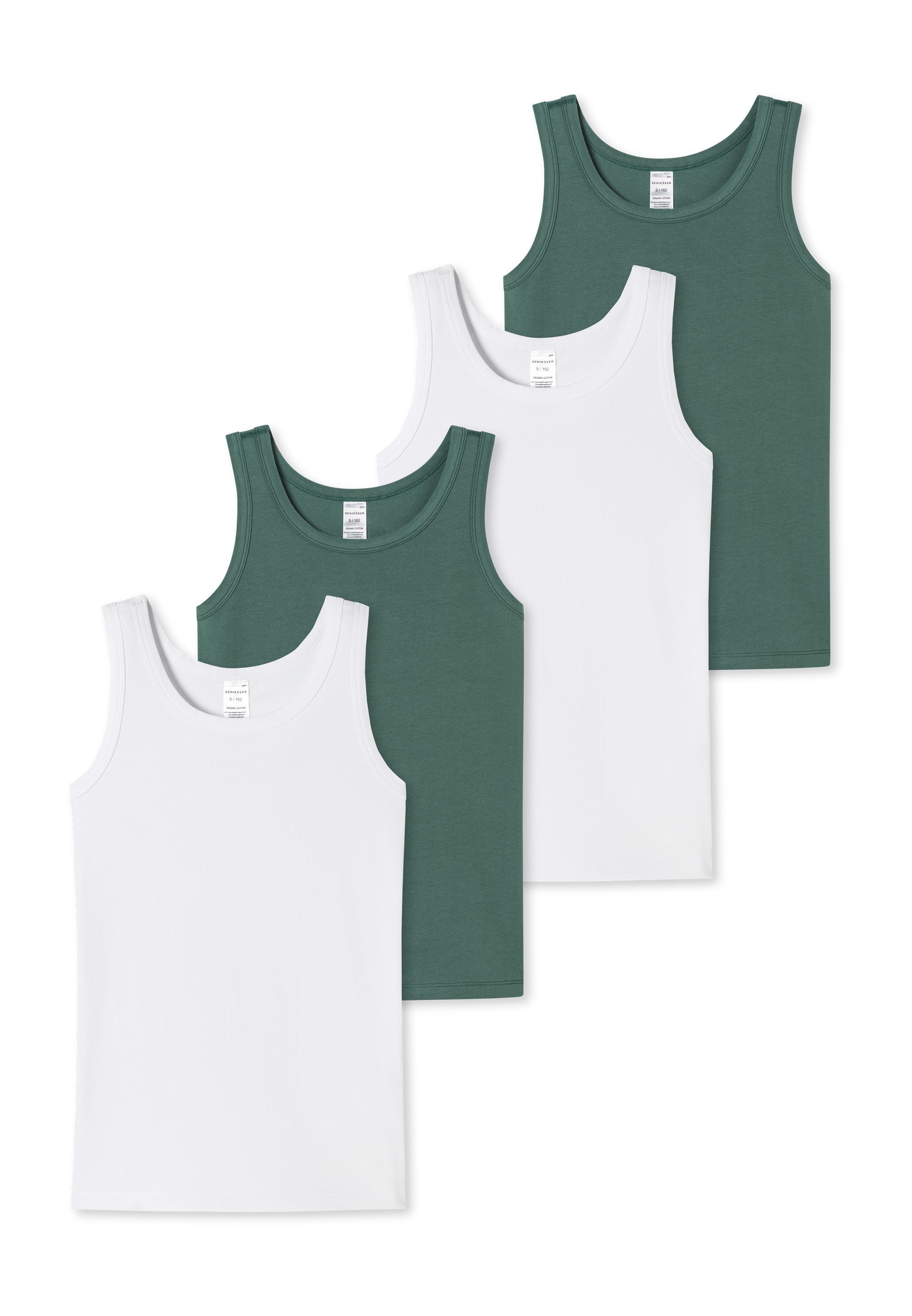 Schiesser Unterhemd »4er Pack 95/5 Organic Cotton« (Spar-Set, 4-St)  Unterhemd / Tanktop - Baumwolle - Runder Halsausschnitt, Arm- und  Halsausschnitt mit Einfass, Breite Träger für hohen Tragekomfort