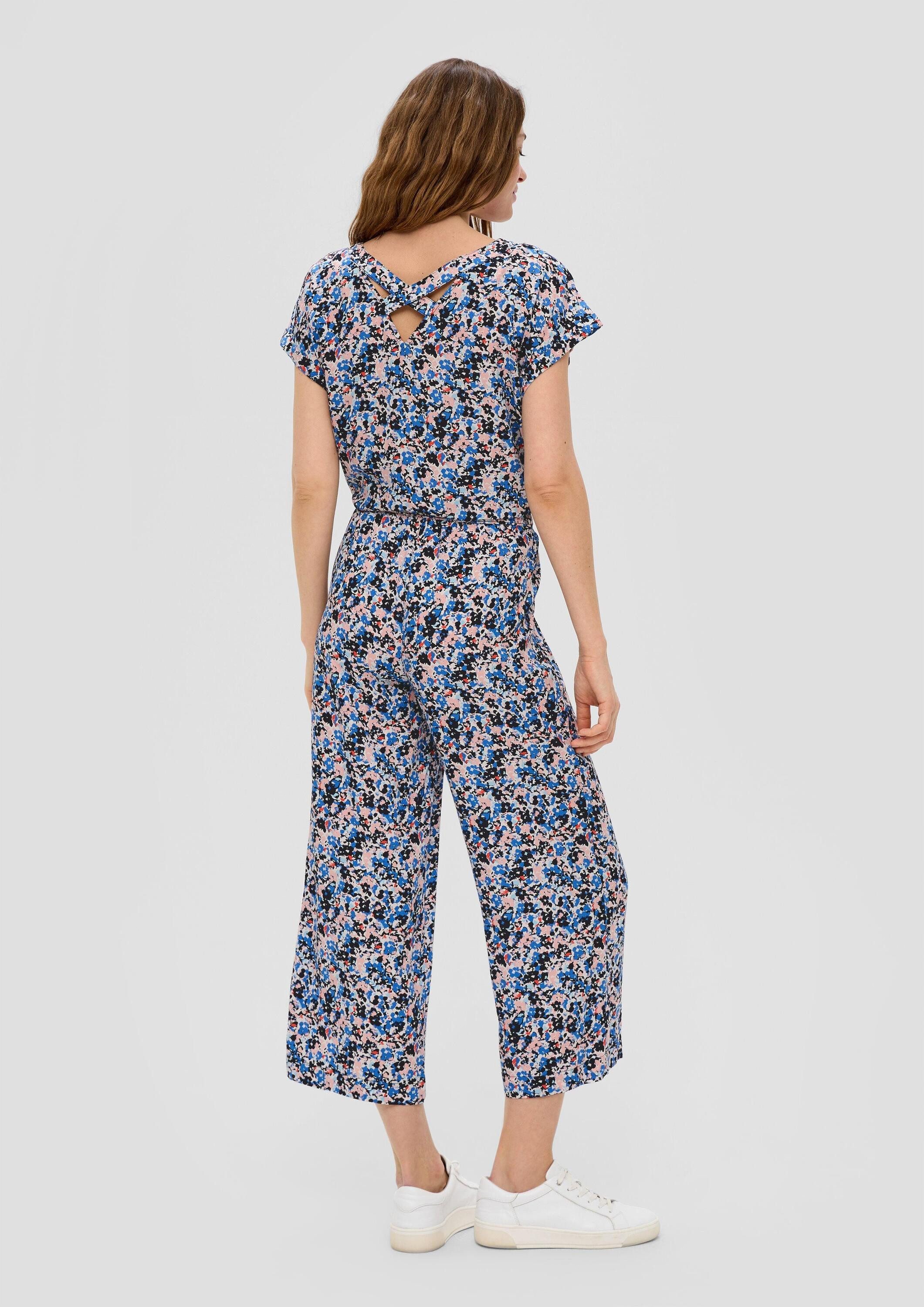 s.Oliver Culotte Hose Gemusterte Wide Leg-Hose aus reiner Viskose