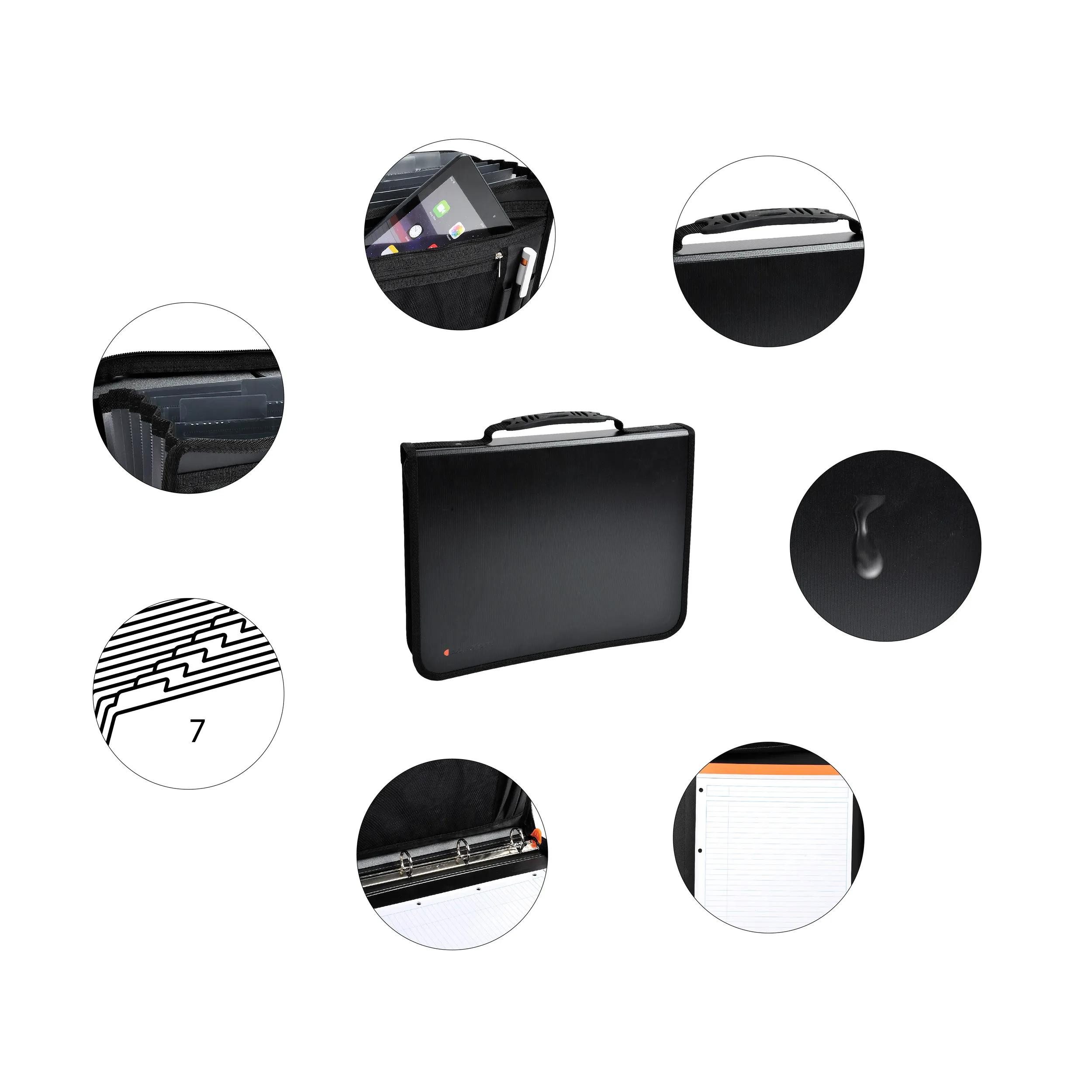 EXACOMPTA Organisationsmappe 5x Konferenzmappe 4 Ringen 30mm Rücken 27x36cm A4 Schwarz 55634E, Ordnungsmappen