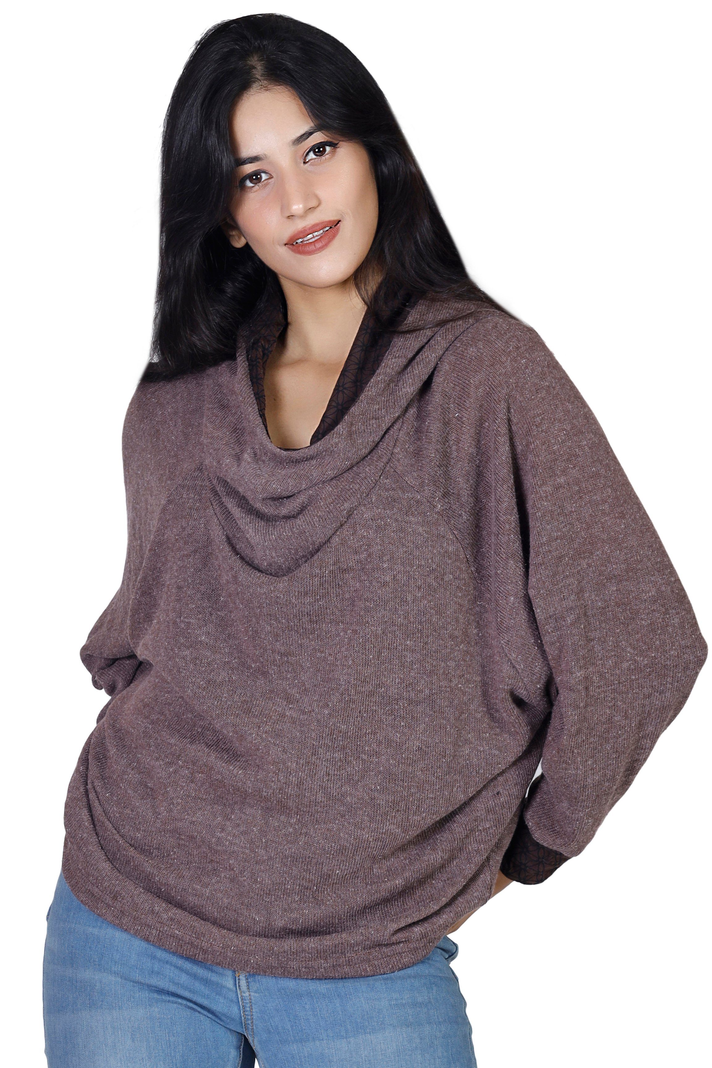 -.. alternative Bekleidung Longsleeve Sweatshirt, Guru-Shop Kapuzenpullover braun Hoody, Pullover,