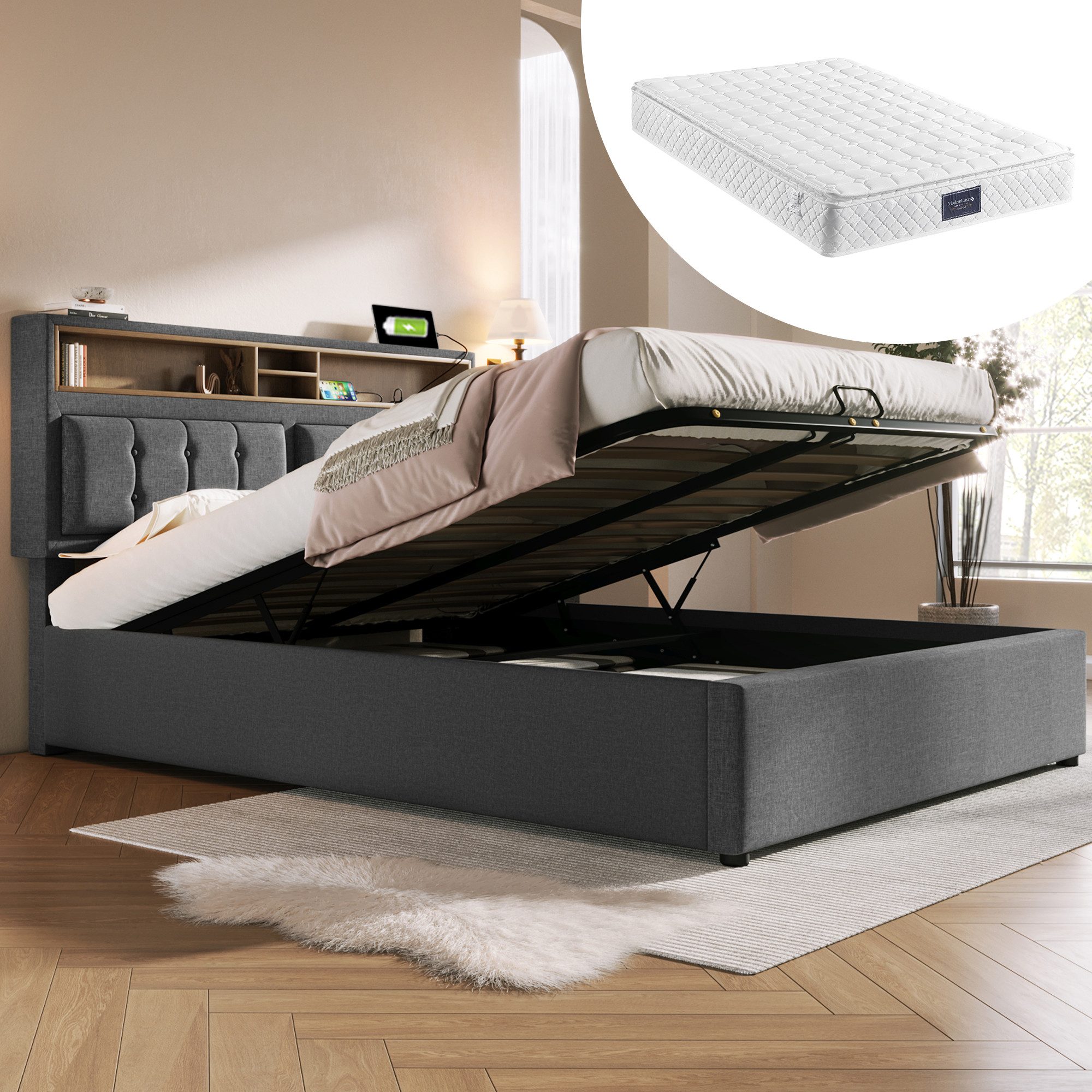 STILVORA Polsterbett 140x200 Bett Jugendbett mit günstig online kaufen