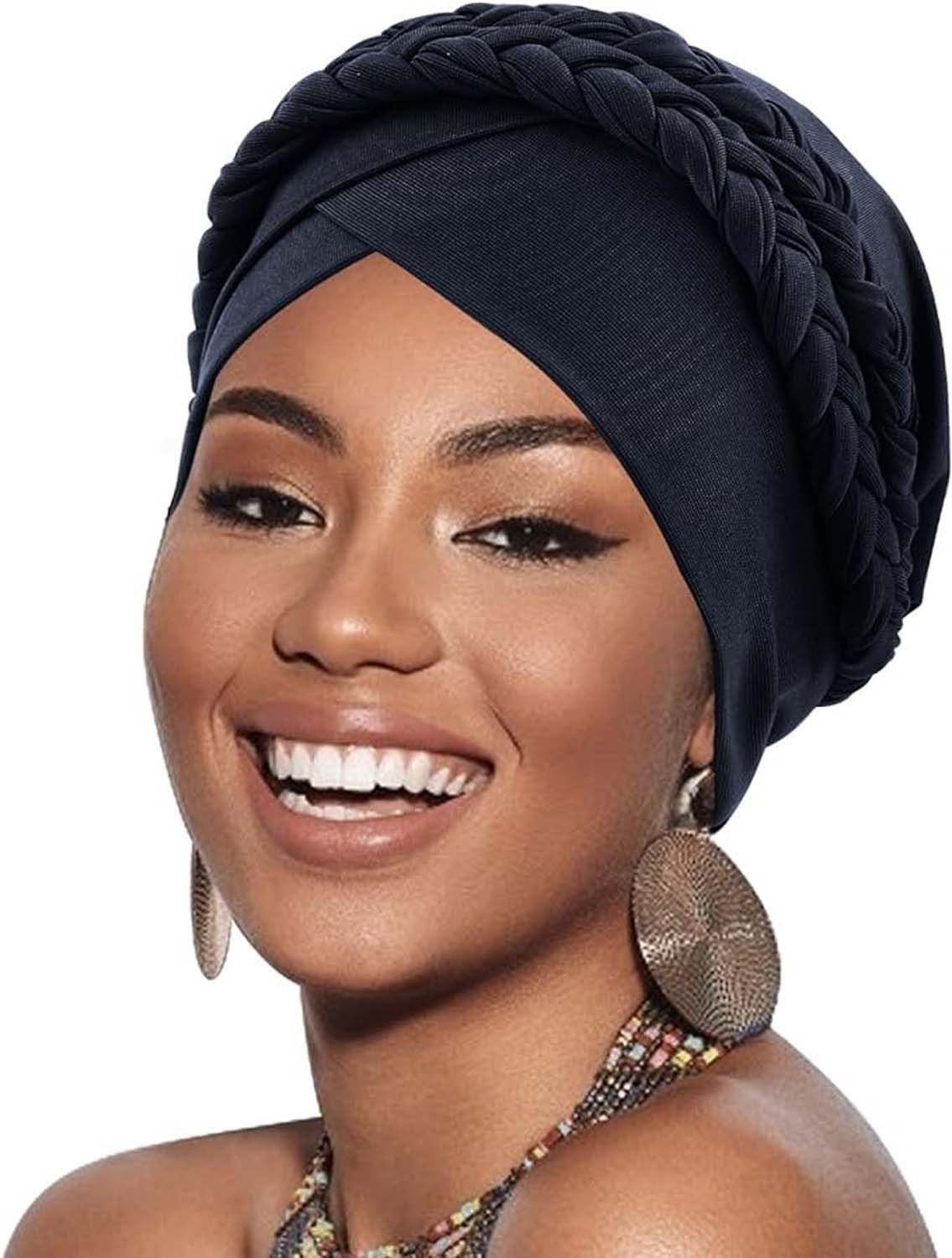Zaewry Turbanmütze Afrikanischer Damen Geflecht Kopfbedeckung Kopftücher Chemo Kappe