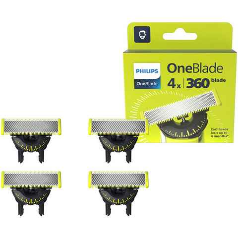 Philips Ersatzscherteile OneBlade 360, 4 St., nass und trocken einsetzbar, hält bis zu 4 Monate