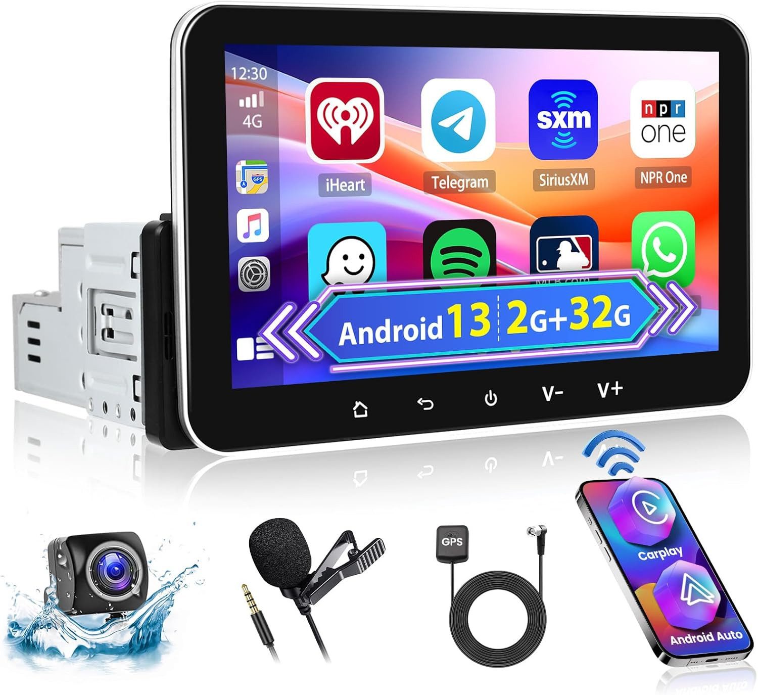 1 DIN Autoradio mit CarPlay, 7" Display, DAB+, Rückfahrkamera, GPS Autoradio