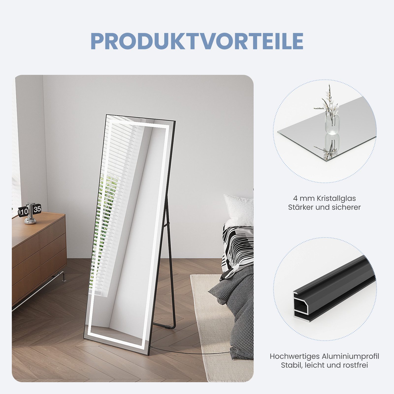AQUALAVOS Ganzkörperspiegel Spiegel Ganzkörperspiegel mit LED günstig online kaufen