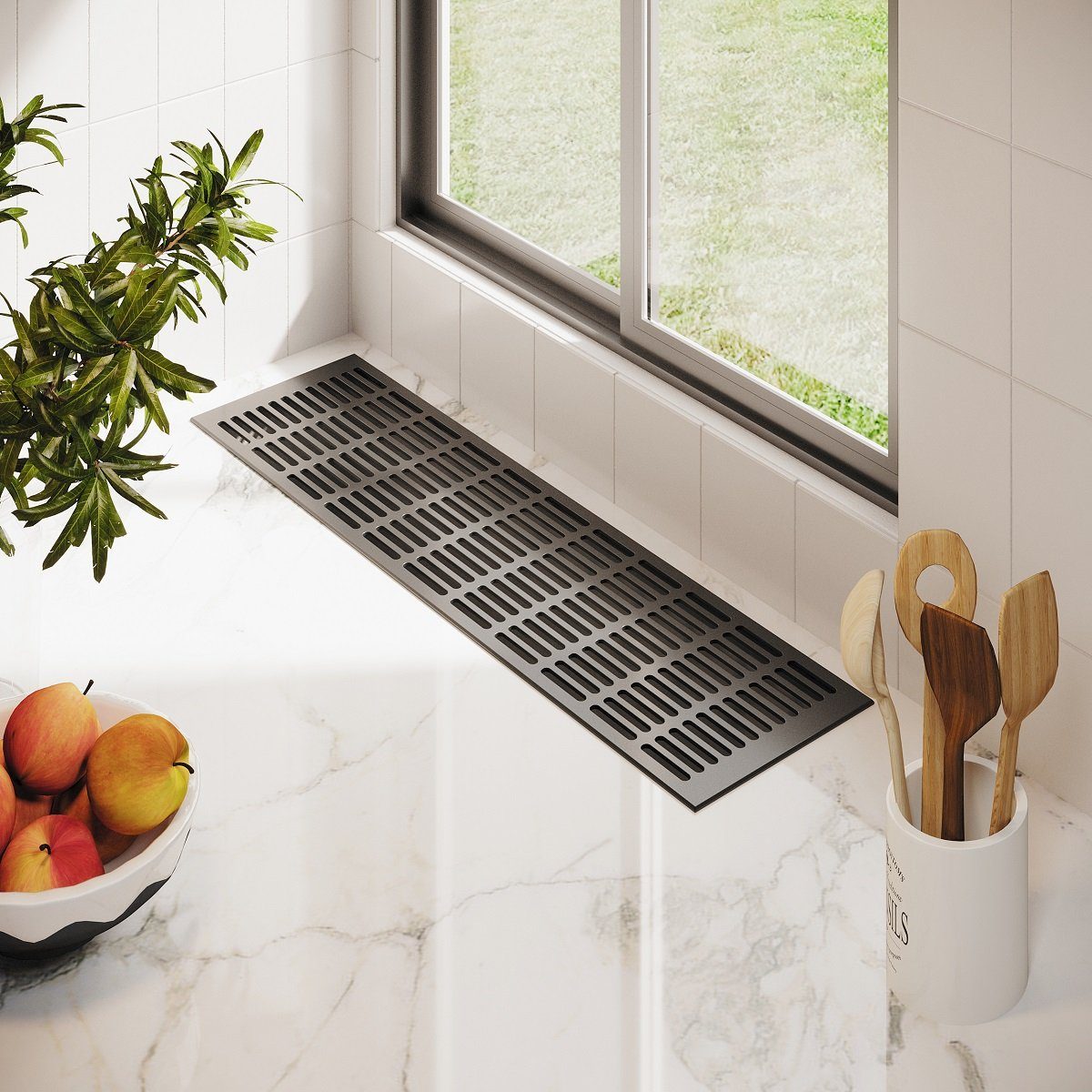 MS Beschläge Lüftungsgitter Stegblech 150mm Anthrazit RAL7016 Ab- Zuluftgitter