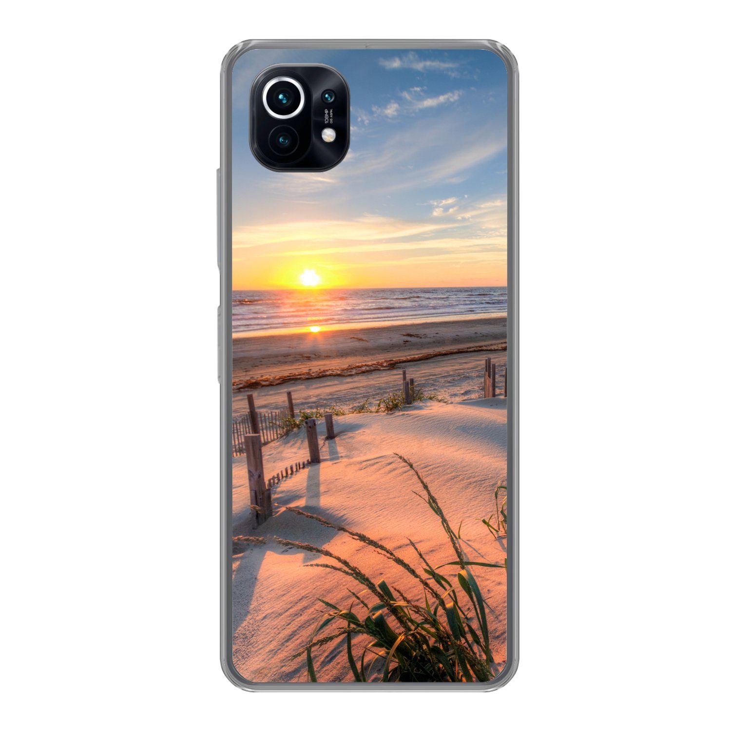 MuchoWow Handyhülle für Xiaomi Mi 11 Strand - Meer - Düne - Sonnenuntergang - Landschaft, Phone Case, Silikon, Schutzhülle Dünn