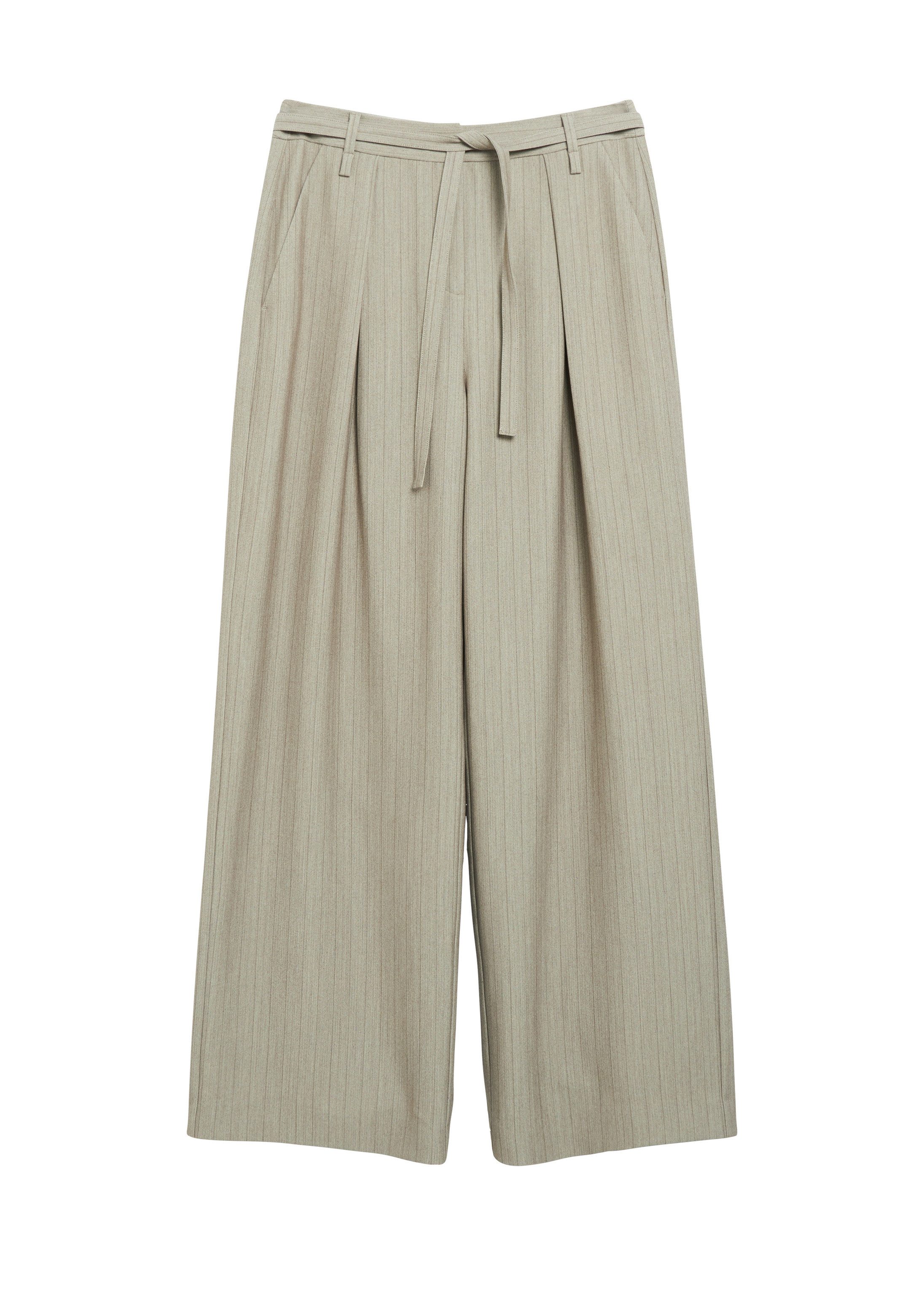comma Chinos Hose Wide-Leg-Hose mit Faltendetail und Gürtel