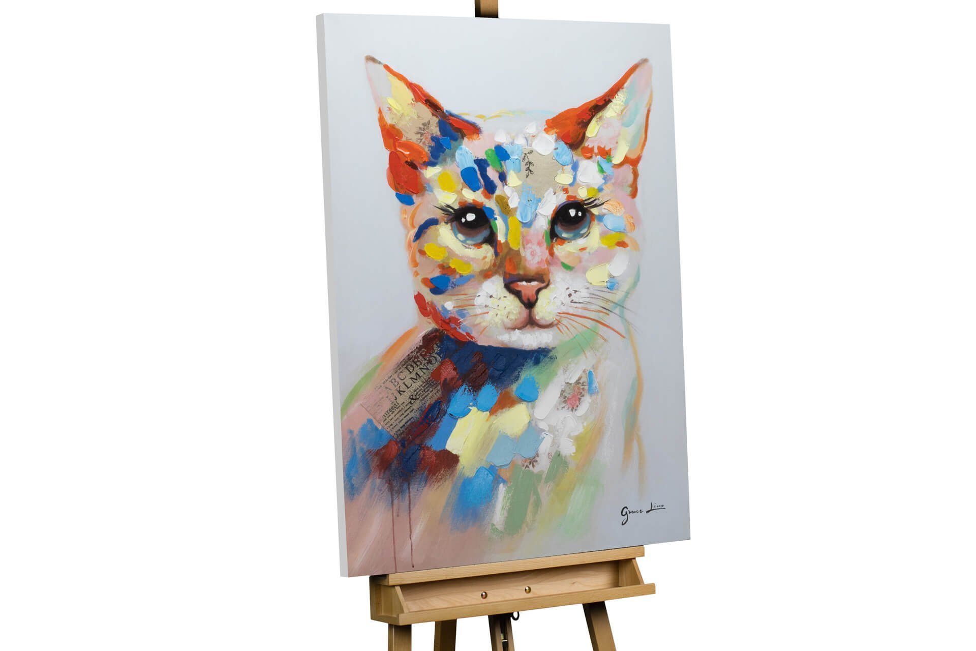 KUNSTLOFT Gemälde »Katze im Farbtopf«, handgemaltes Bild auf Leinwand  online kaufen | OTTO