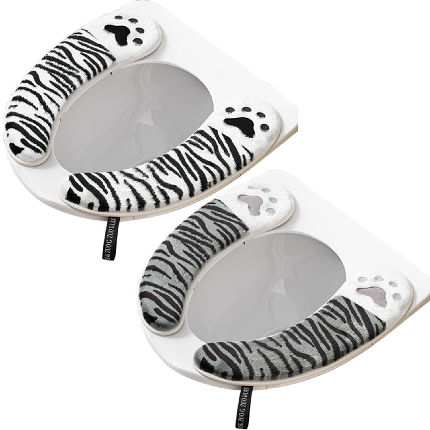 Refttenw WC-Deckelbezug 2 Paar Universal Toilettensitzbezug Selbstklebende WC-Sitzbezug, Plüsch