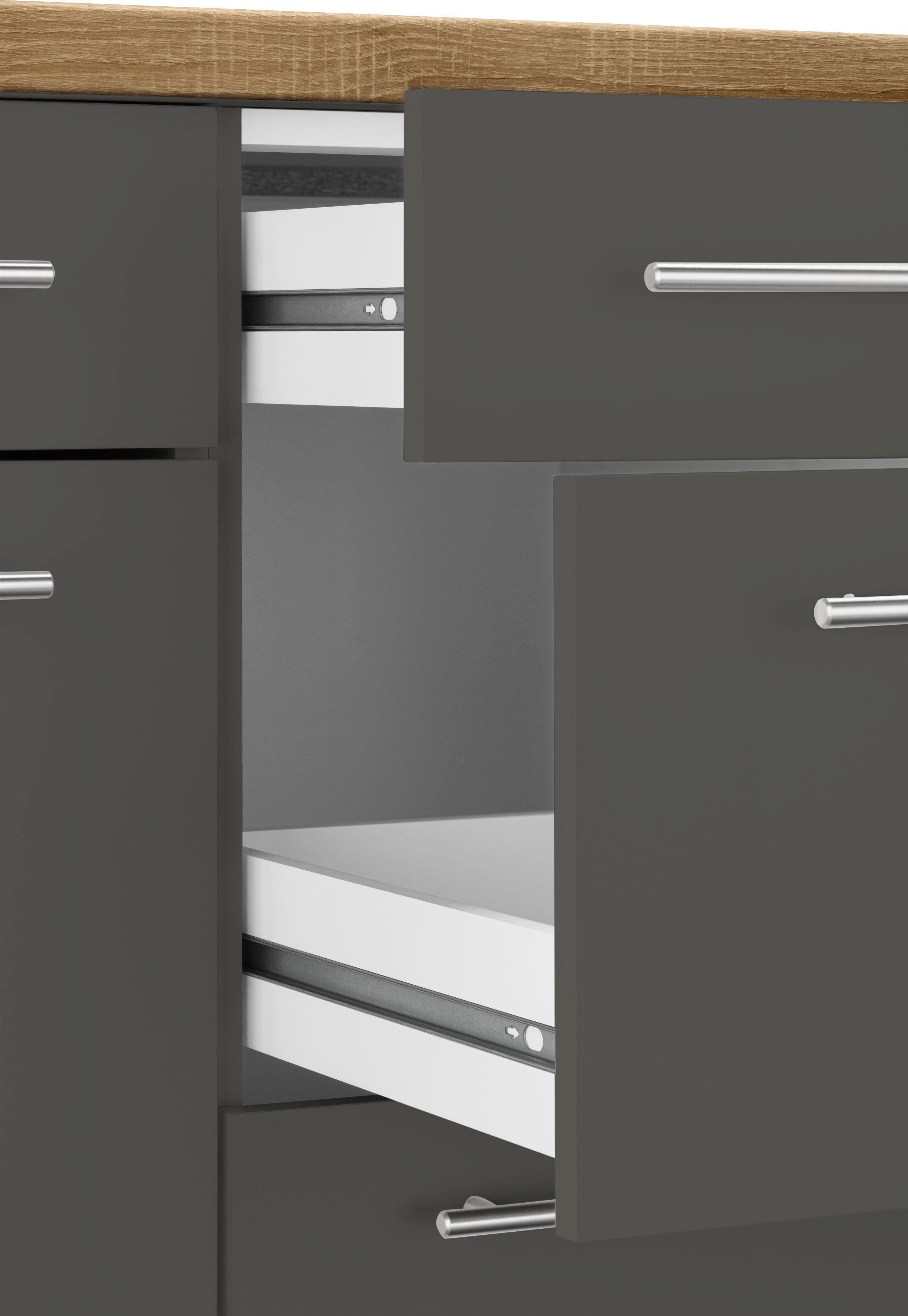 wiho Küchen Anthrazit E-Geräten, Unna, | 170 anthrazit mit cm 220 Stellbreite Winkelküche x