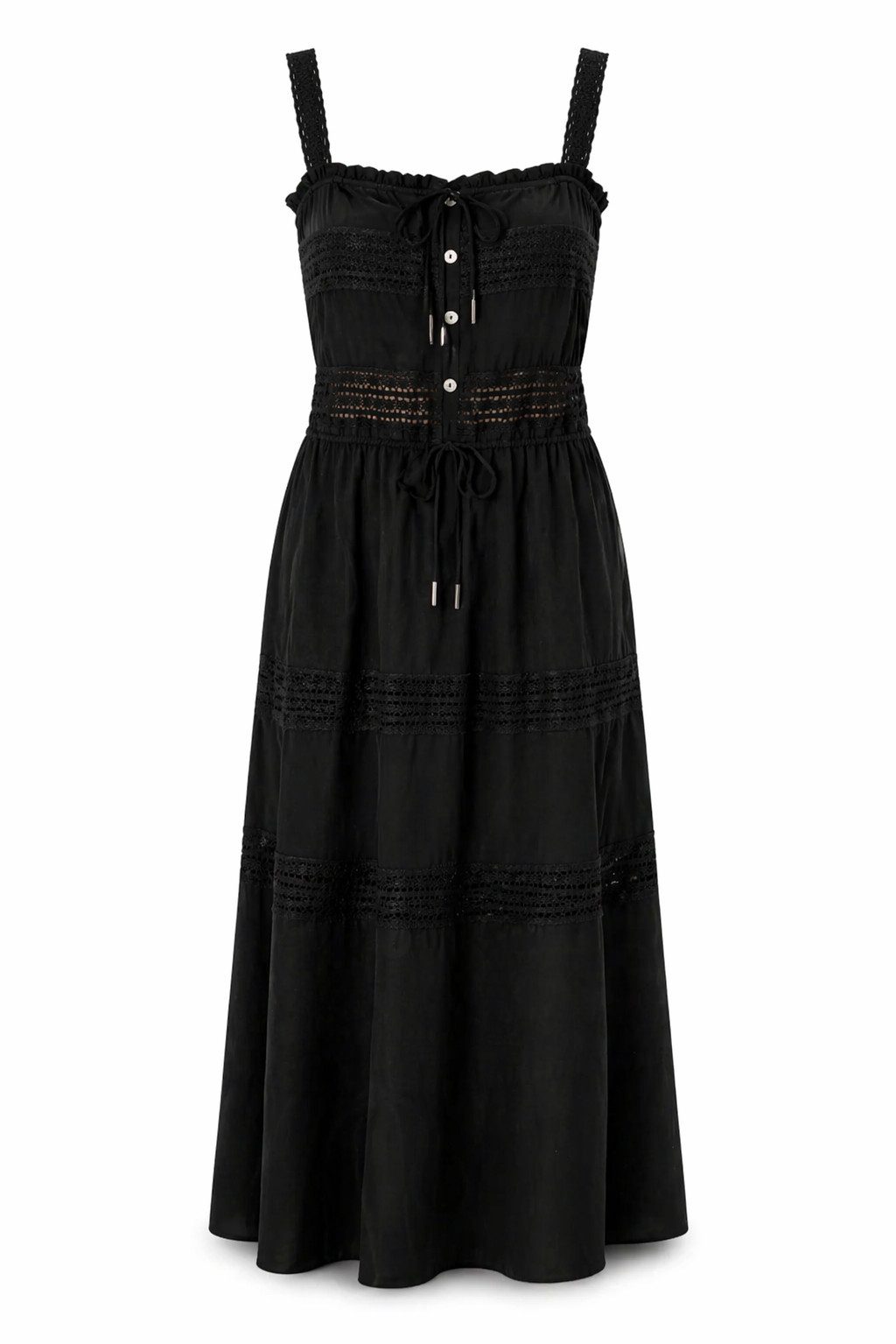 Freeman T. Porter Sommerkleid Reech Plain Kleid - Kleid Damen - Maxikleid - Sommerkleid schwarz