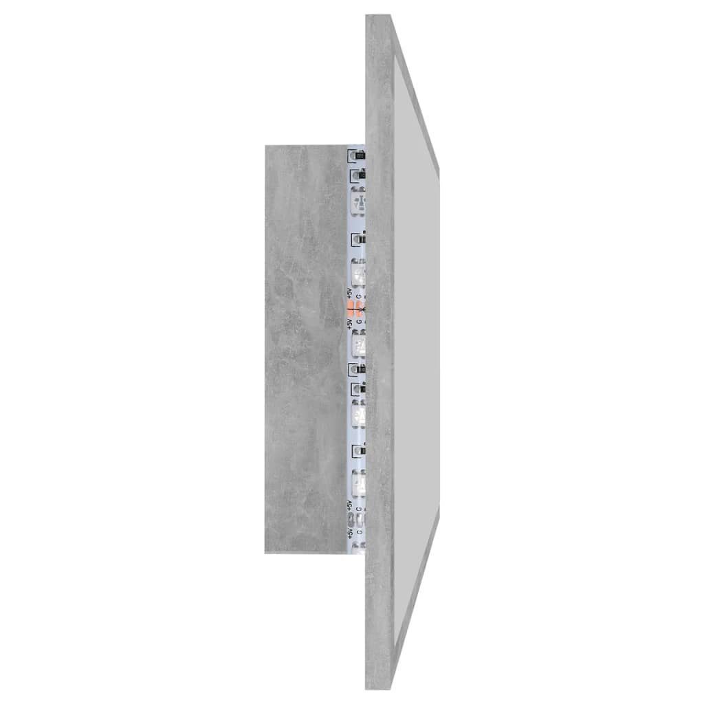 Badezimmerspiegelschrank Acryl vidaXL 90x8,5x37 LED-Badspiegel Betongrau cm (1-St)