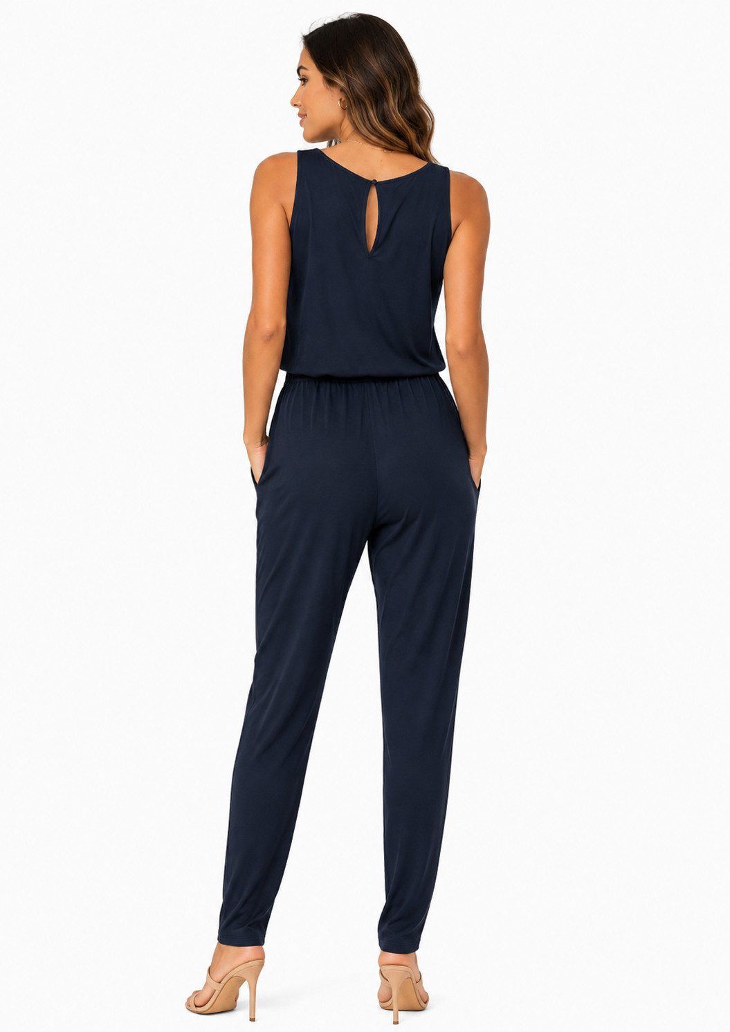 SUBLEVEL Overall Damen Overall Jumpsuit lange Hose Sommer Binde Gürtel Einteiler – Bild 2 von 5