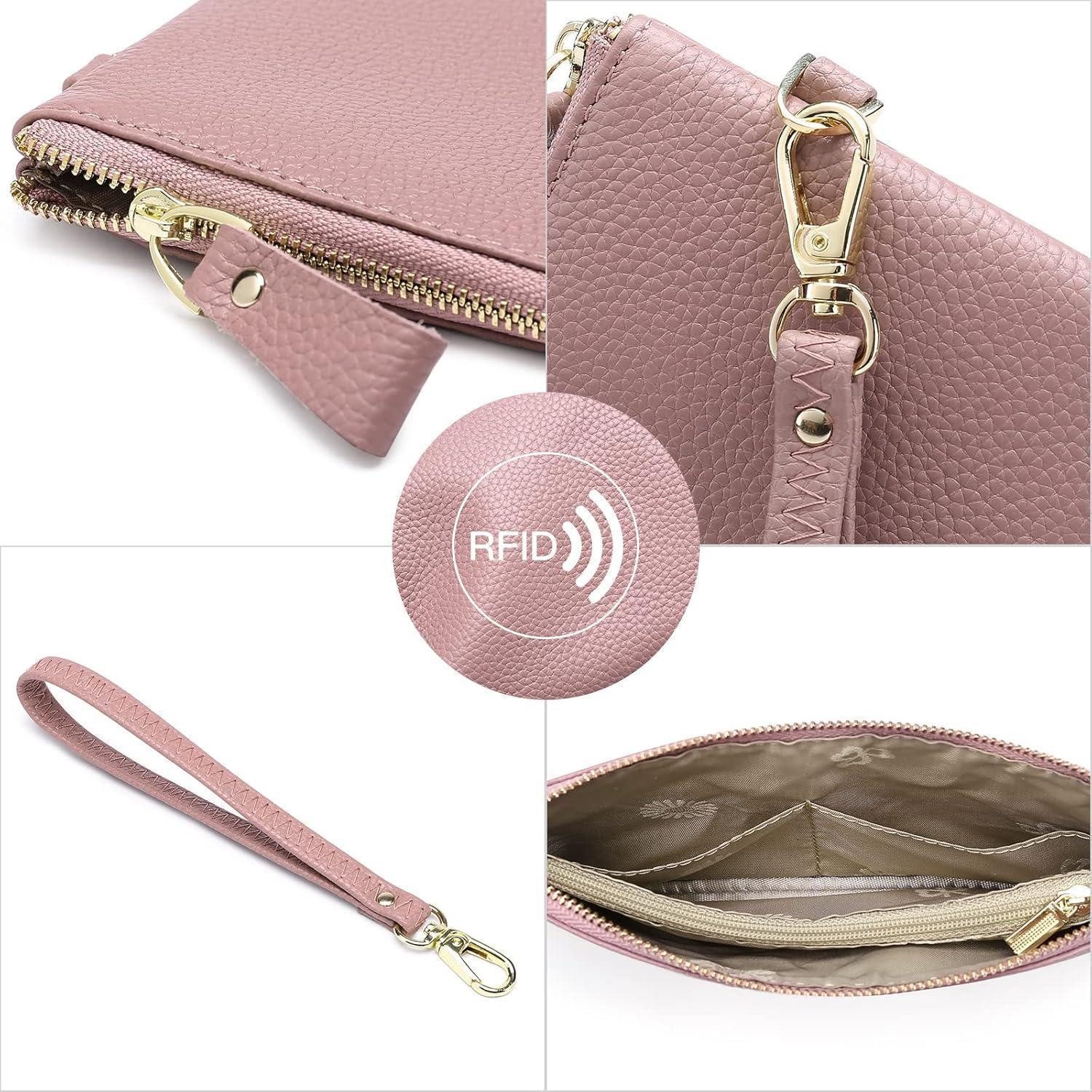 LuxusKollektion Clutch Damen Handtasche RFID Schutz Clutch Geldbörse Leder Dunkelpink