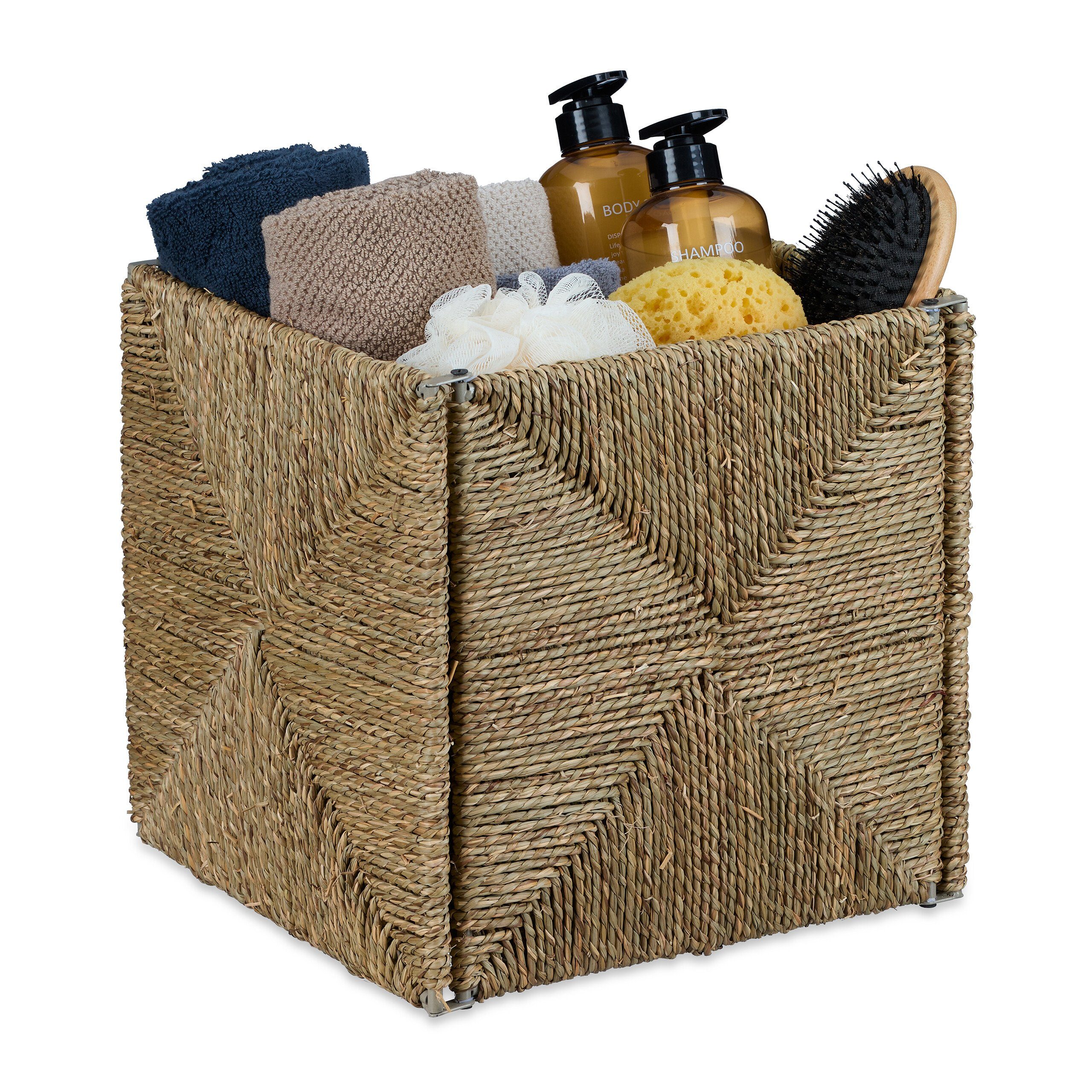 relaxdays Regalkorb Quadratischer Aufbewahrungskorb Seegras günstig online kaufen