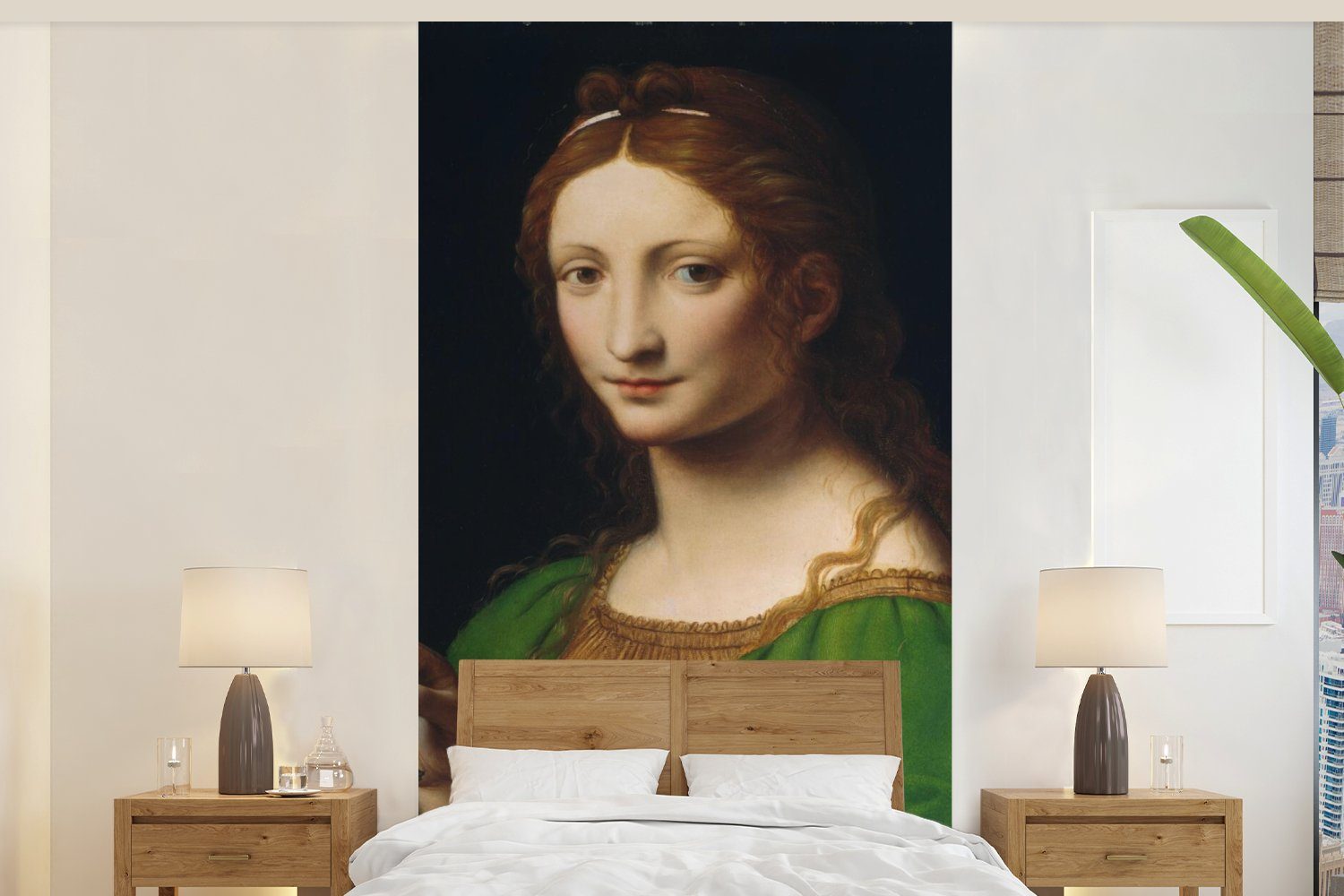 MuchoWow Fototapete Maria Magdalena - Leonardo da Vinci, Matt, bedruckt, (2 St), Vliestapete für Wohnzimmer Schlafzimmer Küche, Fototapete