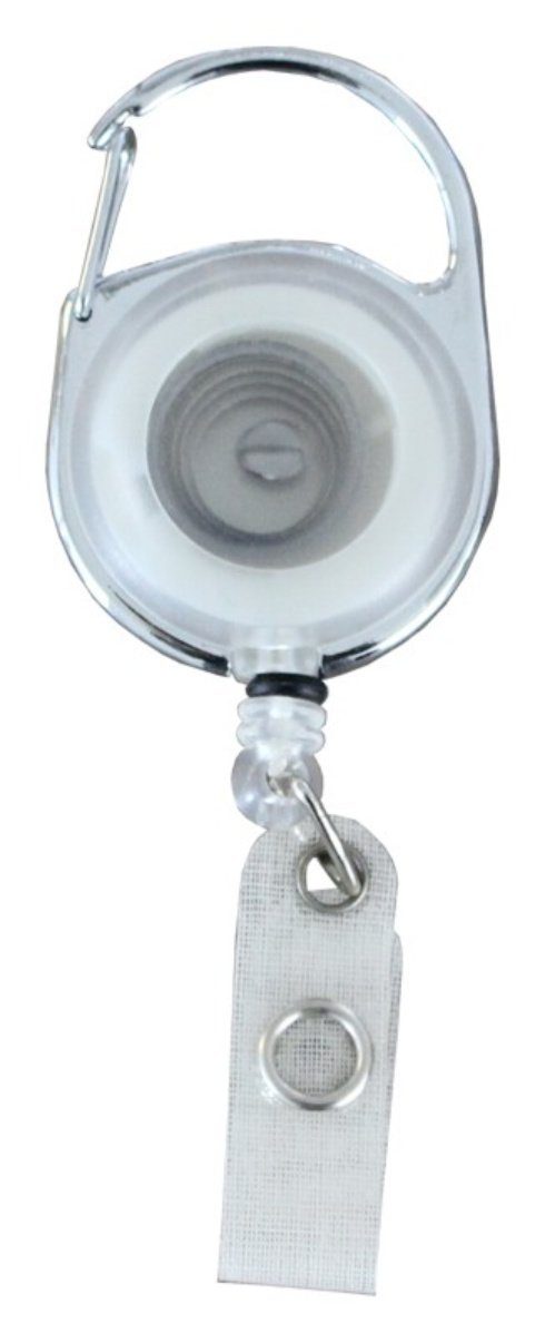 Transparent Ausweishalter Kranholdt Form Jojo (10-tlg), / Druckknopfschlaufe Metallumrandung, Schlüsselanhänger Ausweisclip / Weiß runde