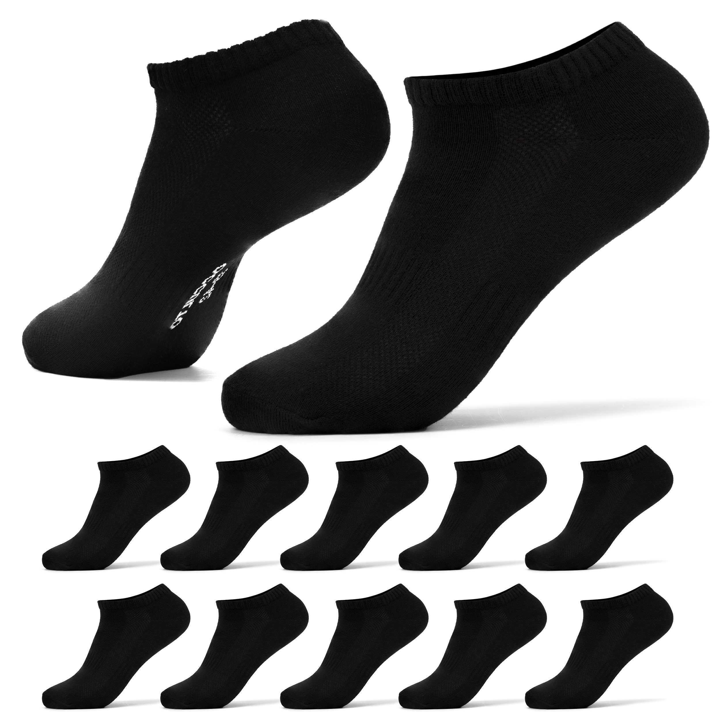 OCCULTO Sneakersocken Herren Sneaker Socken aus Bio-Baumwolle 10er Pack (Modell: Johannes) (10-Paar) 10x Blk | Sneakersocken