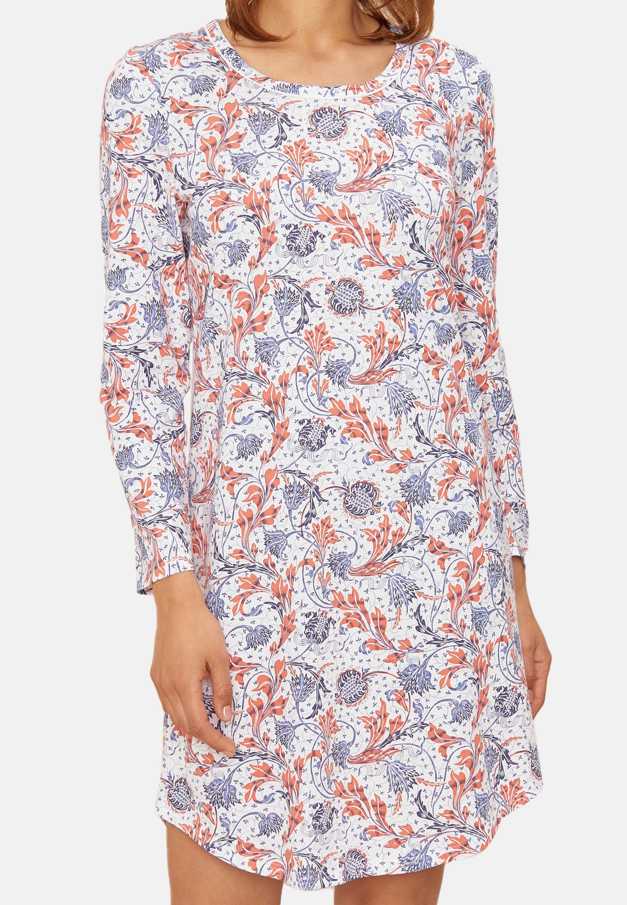 Rösch Nachthemd Basic (1-tlg) Nachthemd - Baumwolle - Sleepshirt mit langen Ärmeln Blue Ornamental