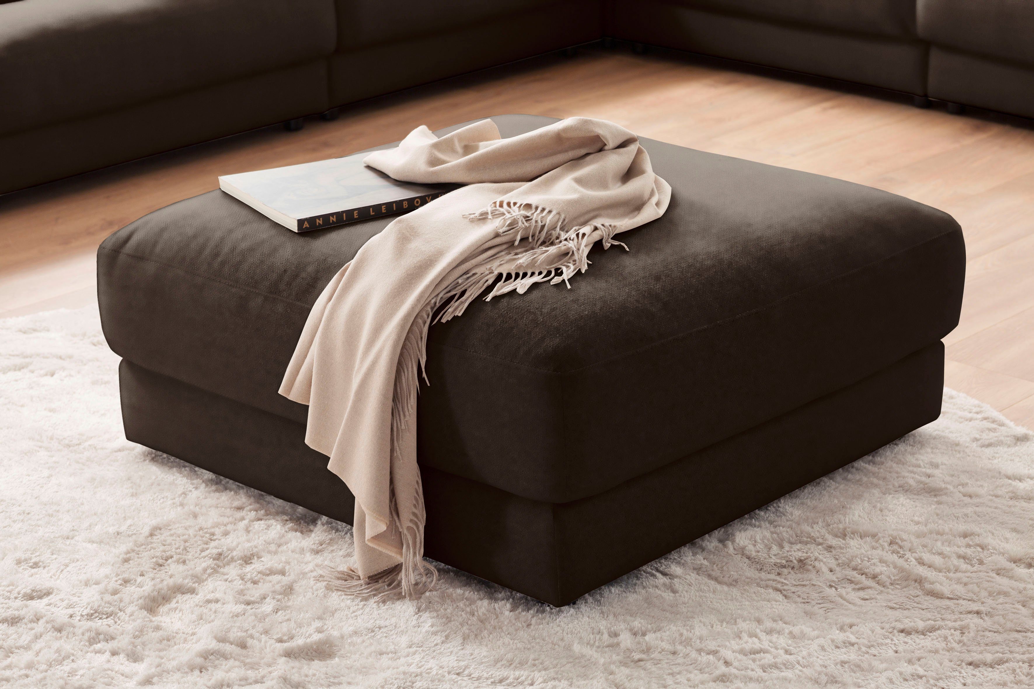 3C Candy Polsterhocker Enisa II, passend zur Serie "Enisa II", wahlweise mit Flecken-Schutz-Bezug