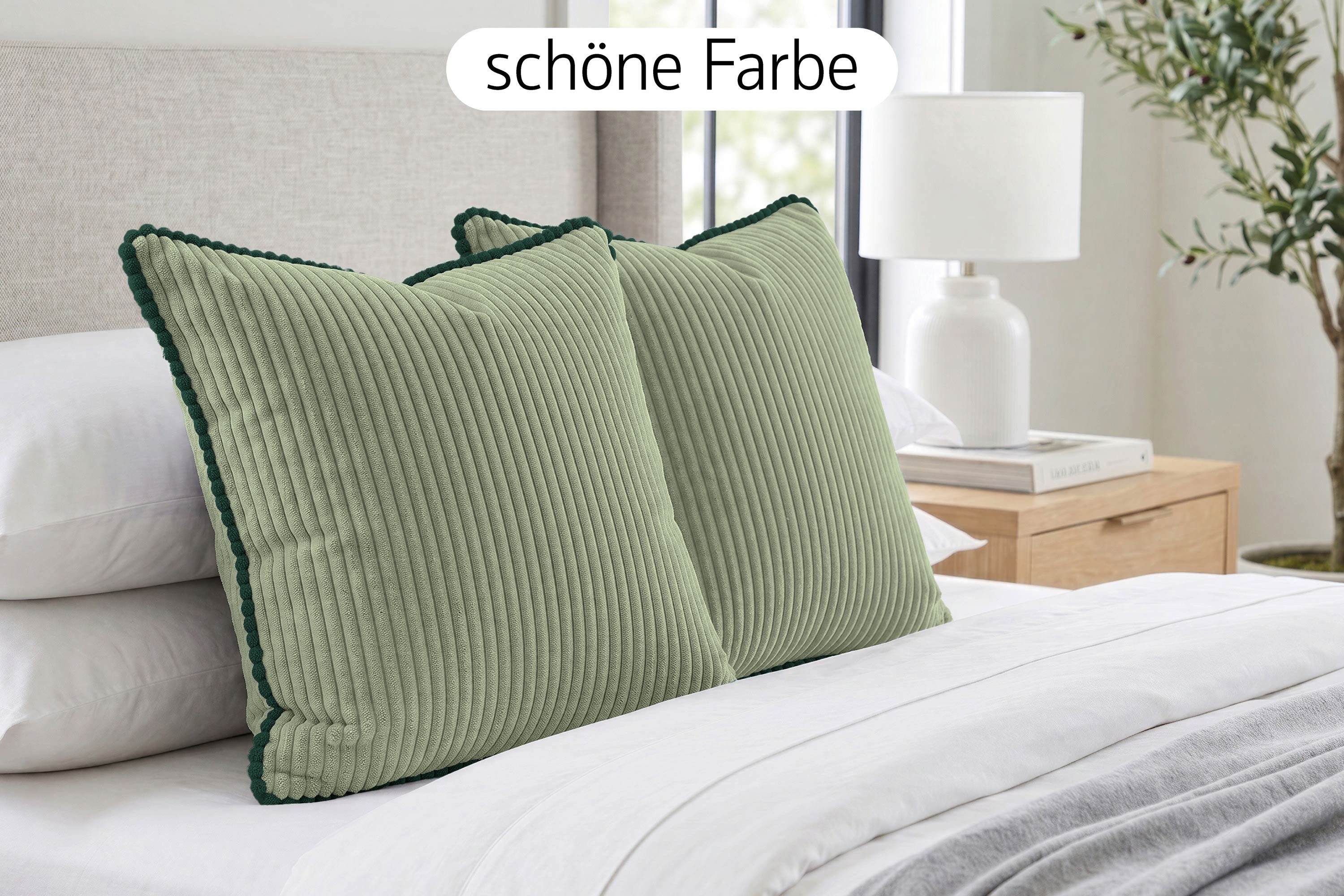 Amilian Kissenbezüge 2er Set Kissenbezug Kissenhüllen weich waschbar, (2 Stück), Cord-Optik, Hotelverschluss, weich