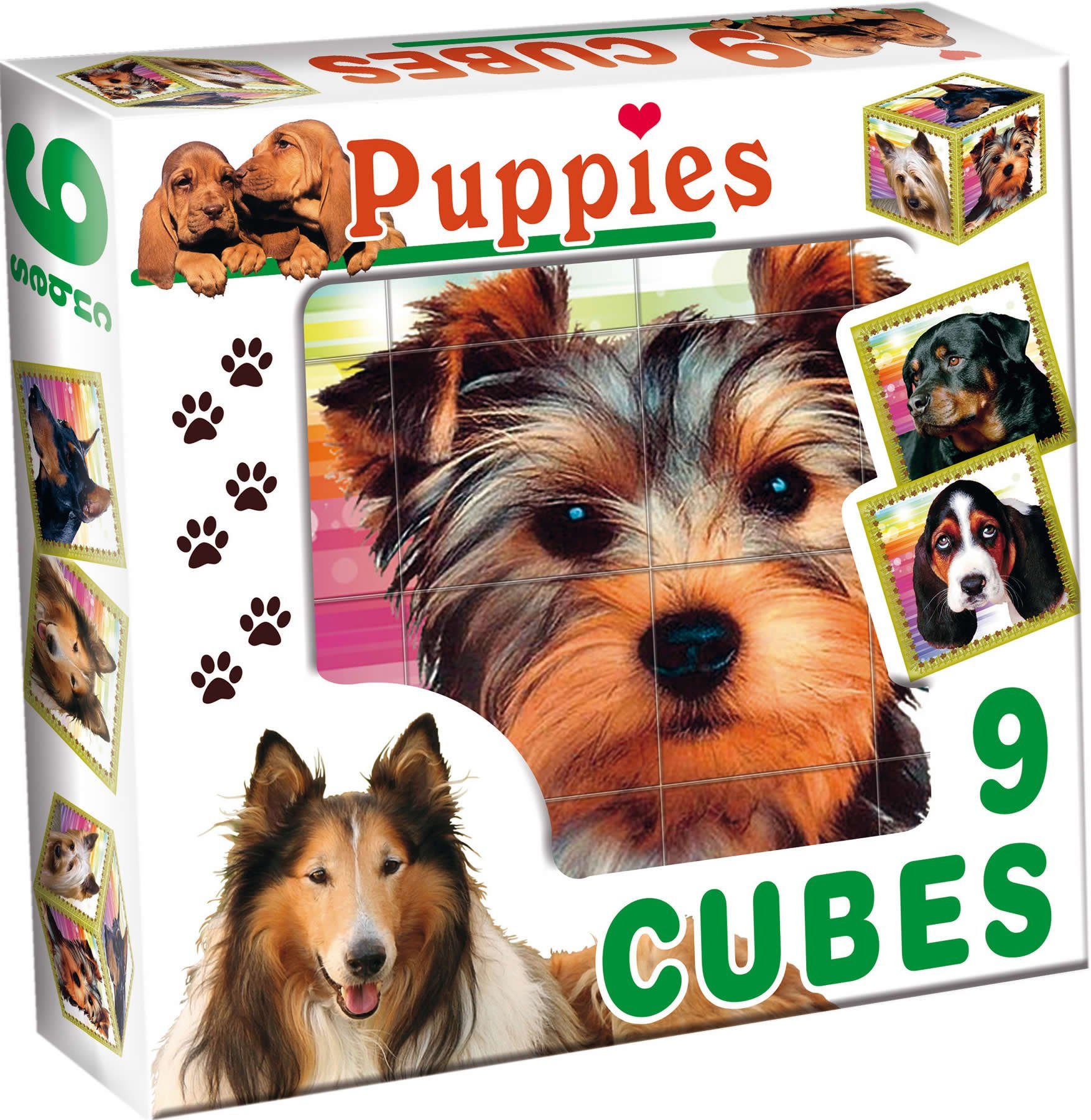 Dohany Würfelpuzzle Bilderwürfel 9-tlg. Kinderpuzzle Hunde, Puzzleteile
