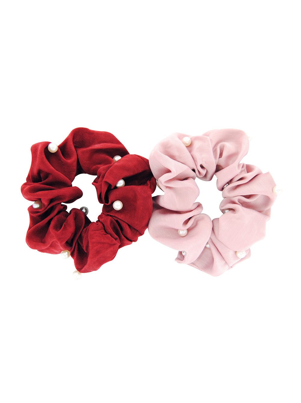 axy Haargummi XXL Scrunchie Haargummis mit Perlen Set, Doppelpack, 2-tlg., 2-Teiliges Scrunchies Haargummis Set, Damen Zopfgummi Haarteil Haarband Zopfhalter