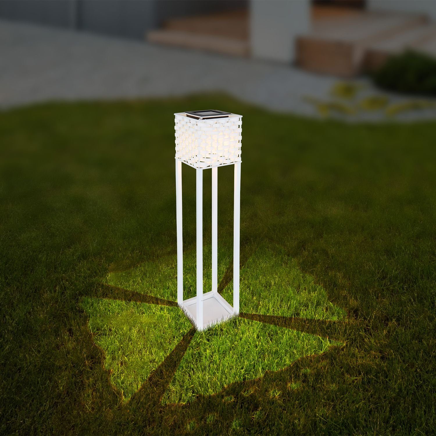 Solarleuchte Solarlampe Rattan Globo LED Außen Außenleuchte GLOBO Solarleuchte Garten Weiß