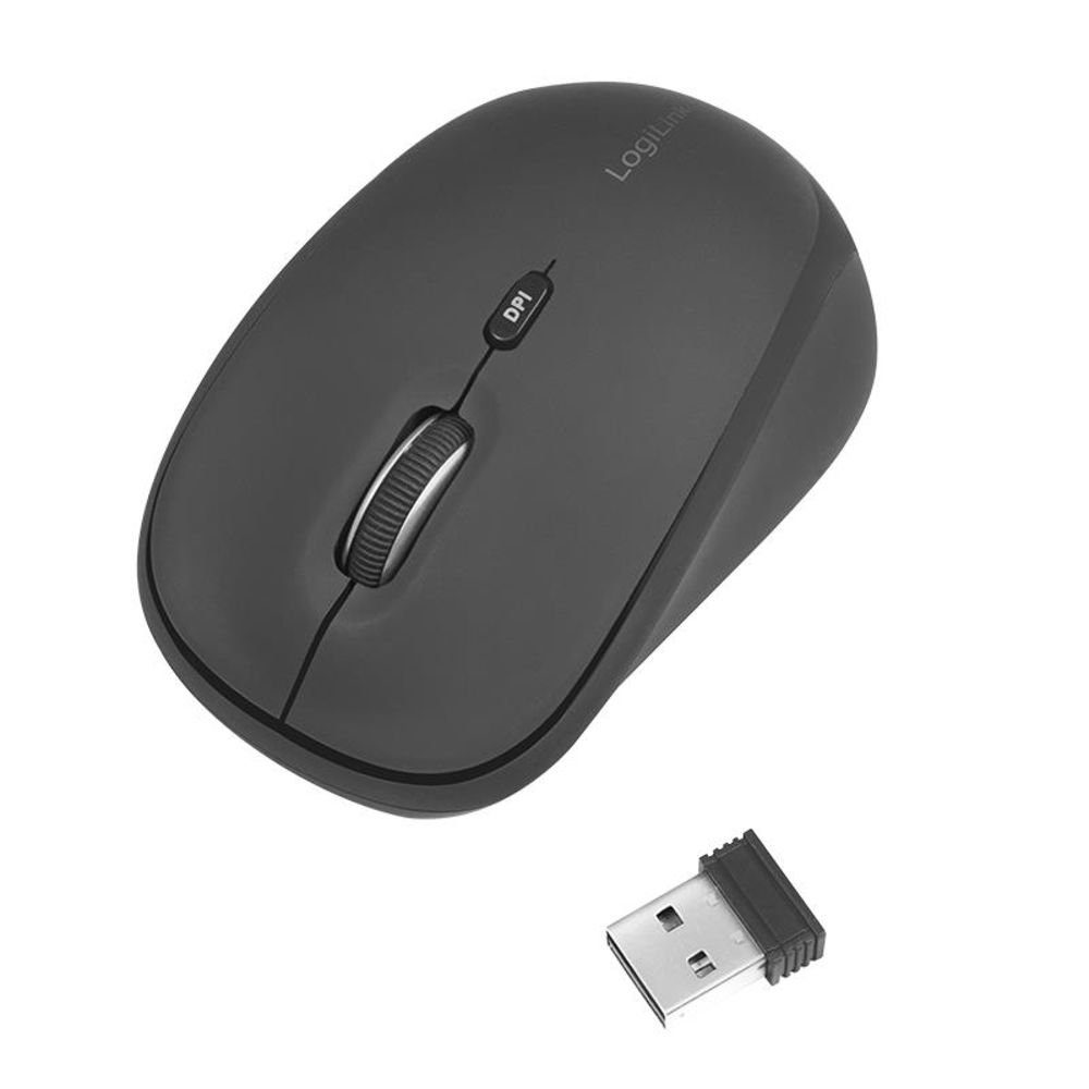 LogiLink ID0193 Maus (Funk 2,4 GHz, 3-Button, schwarz)