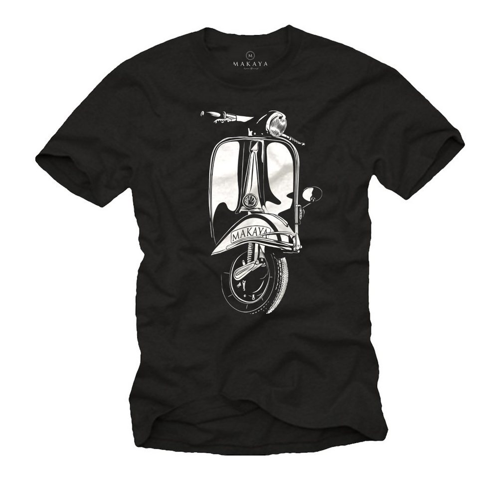 MAKAYA T-Shirt Herren Vintage Hippie Roller Scooter 60er 70er 80er Jahre Motiv Retro mit Druck