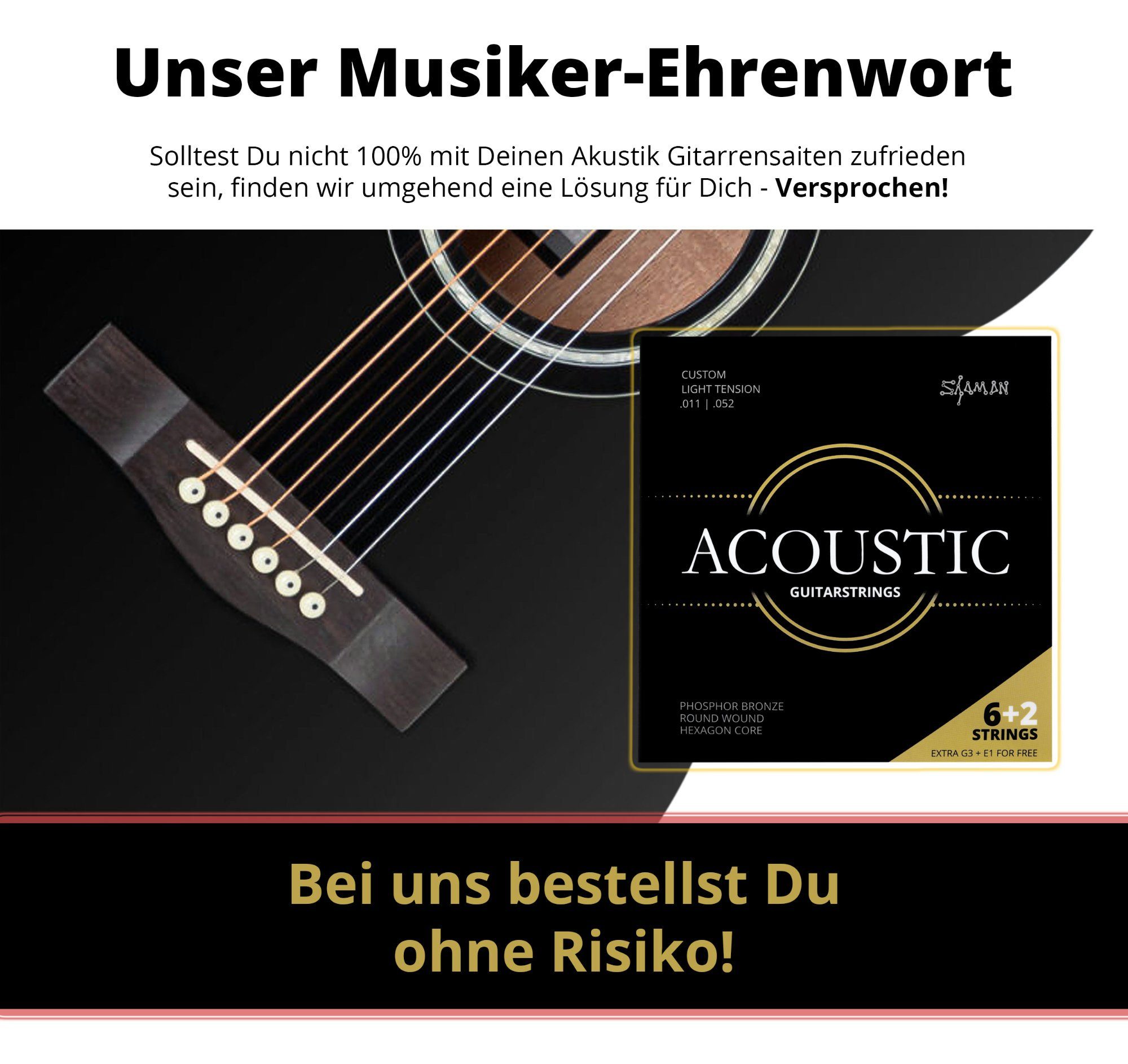 Shaman Saiten Gitarrensaiten für Westerngitarre, (6+2 Saiten-Set, 11-tlg), Kompletter Satz plus 2 Ersatz-Saiten (E1 und G3)