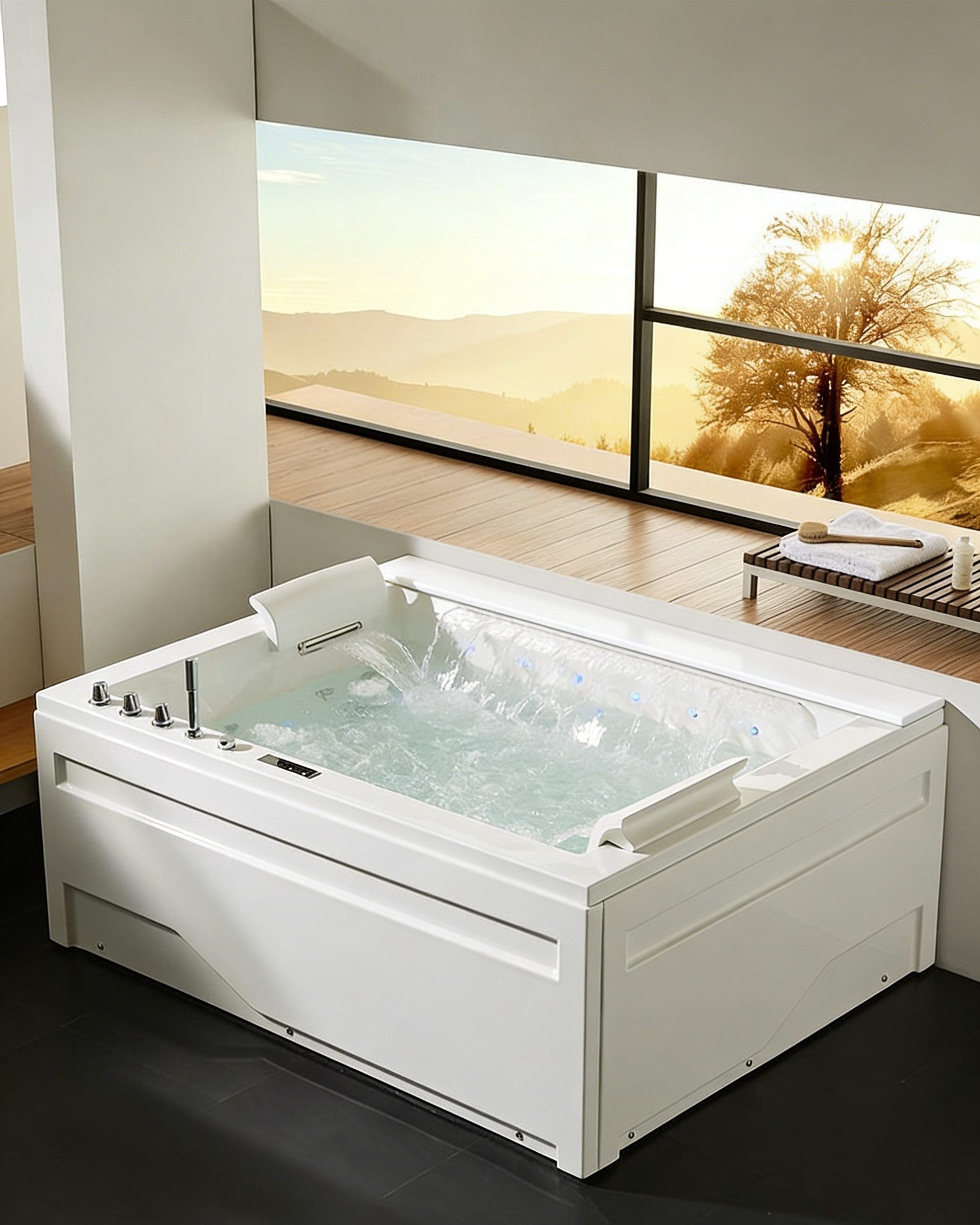 Duwilux Whirlpool-Badewanne SOFORT LIEFERBAR XL Whirlpool Jackson 2 190x150 Badewanne weiß, (1-tlg), Vollausstattung