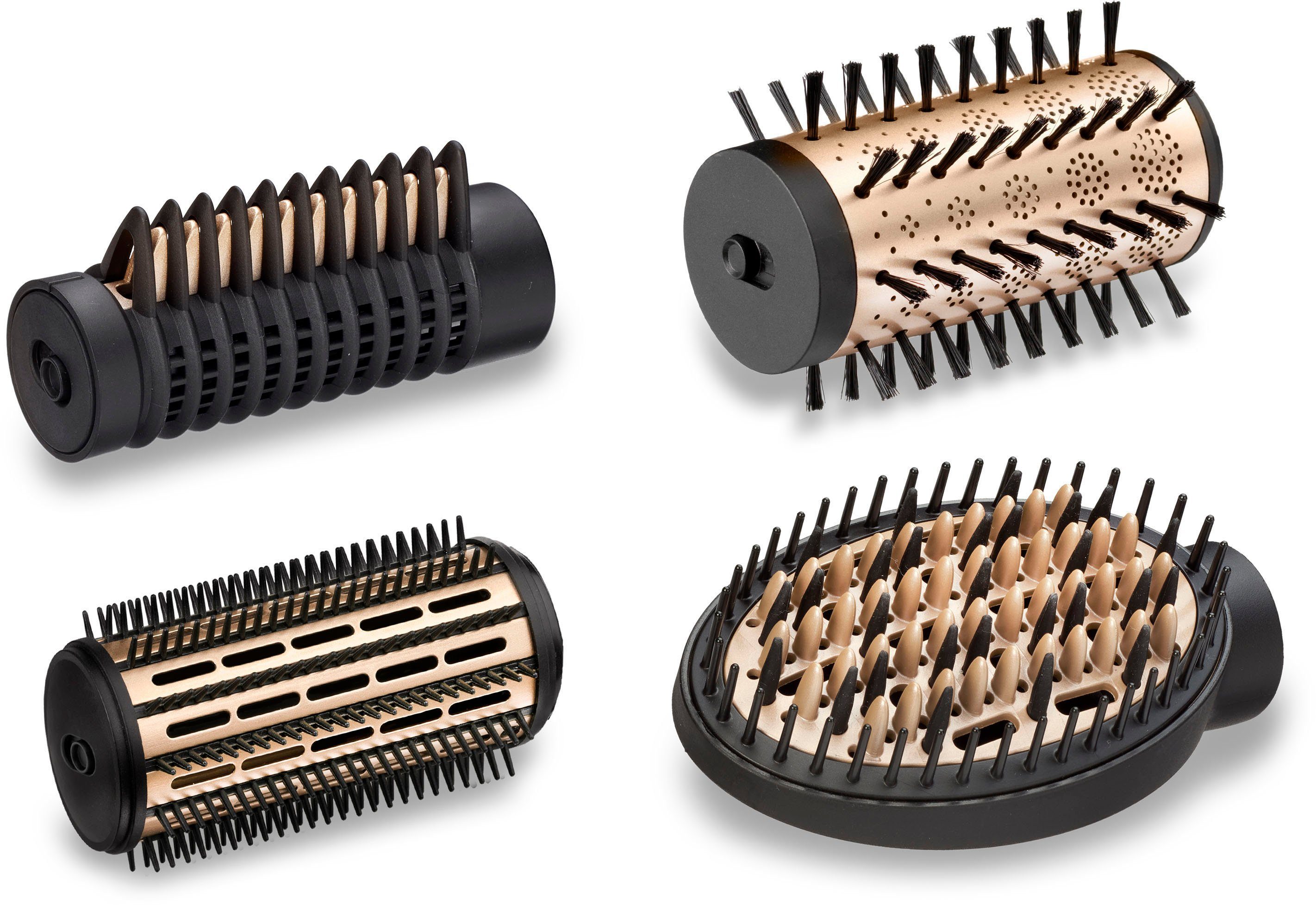 BaByliss Warmluftbürste AS970E Big Hair Luxe, rotierender Heißluftstyler  mit 4 Aufsätzen, 4 Aufsätze: 40mm und 50mm Rundbürste, Glättaufsatz und  Paddlebrush