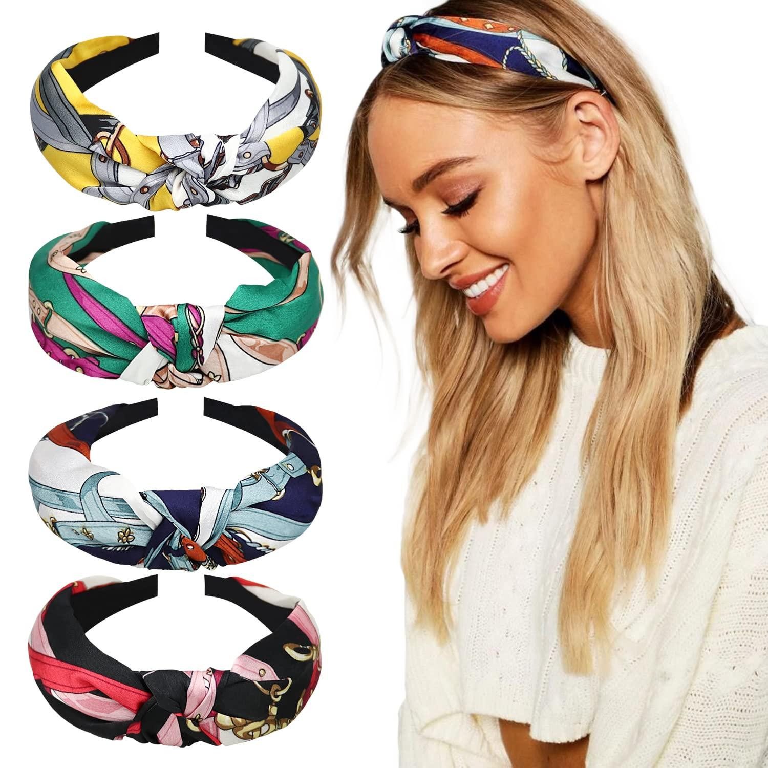 Haarreif Haarreifen Damen Mädchen 4 Stück Verknotet Stirnband Haarreif Boho