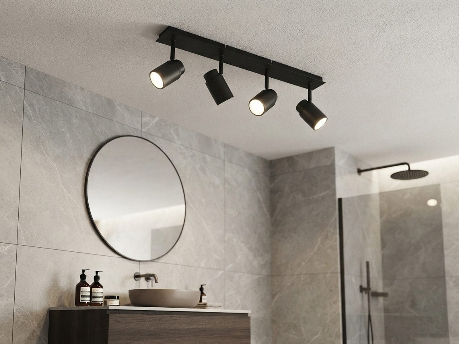TRIO Leuchten LED Deckenstrahler Badezimmer geeignet, Breite 52cm, dimmbar, LED wechselbar, Warmweiß, innen Bad-Lampe Decke, Strahler schwenkbar inkl. GU10 LED – Bild 5 von 5