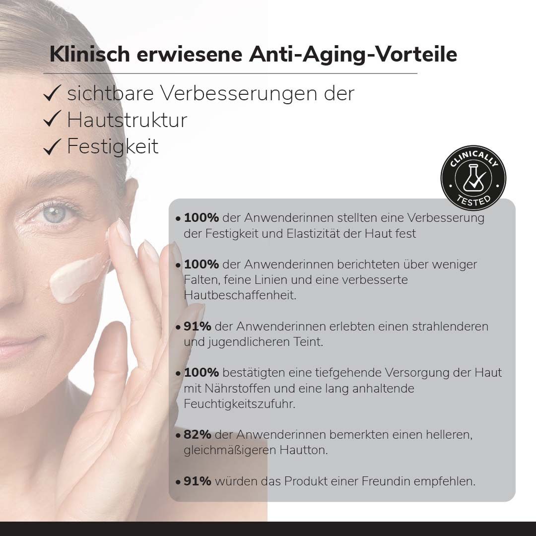 Biostile Anti-Aging Tagespflege mit Hyaluron für Gesicht Hals & Dekolleté - Creme, 50 g, Mit Resveratrol, Niacinamid, Vitamin E & Peptiden, 50 ml