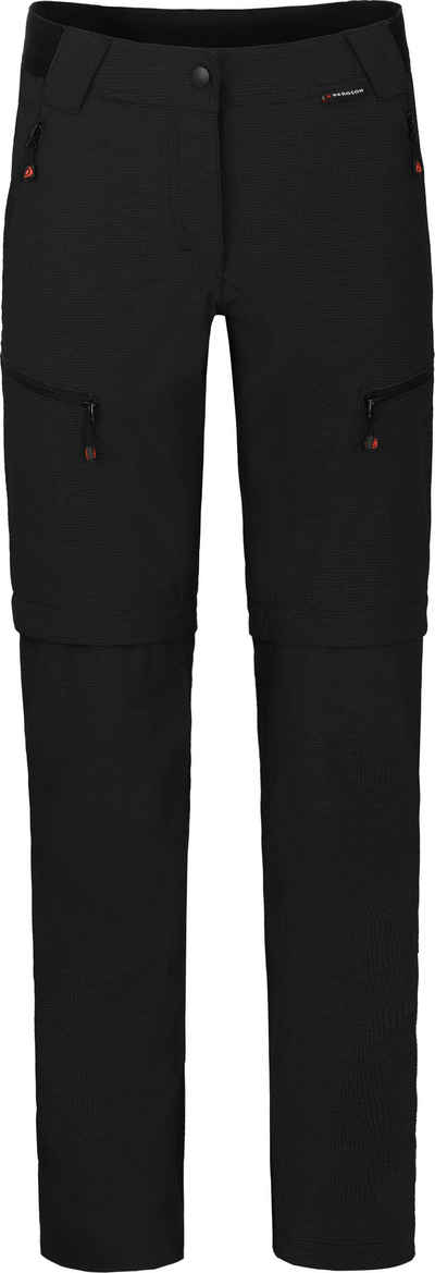 Bergson Zip-off-Hose PORI Zipp-Off Damen Wanderhose, robust, elastisch, Kurzgrößen, schwarz