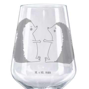 Mr. & Mrs. Panda Rotweinglas Igel Liebe - Transparent - Geschenk, Spülmaschinenfeste Weingläser, H, Premium Glas, Spülmaschinenfest