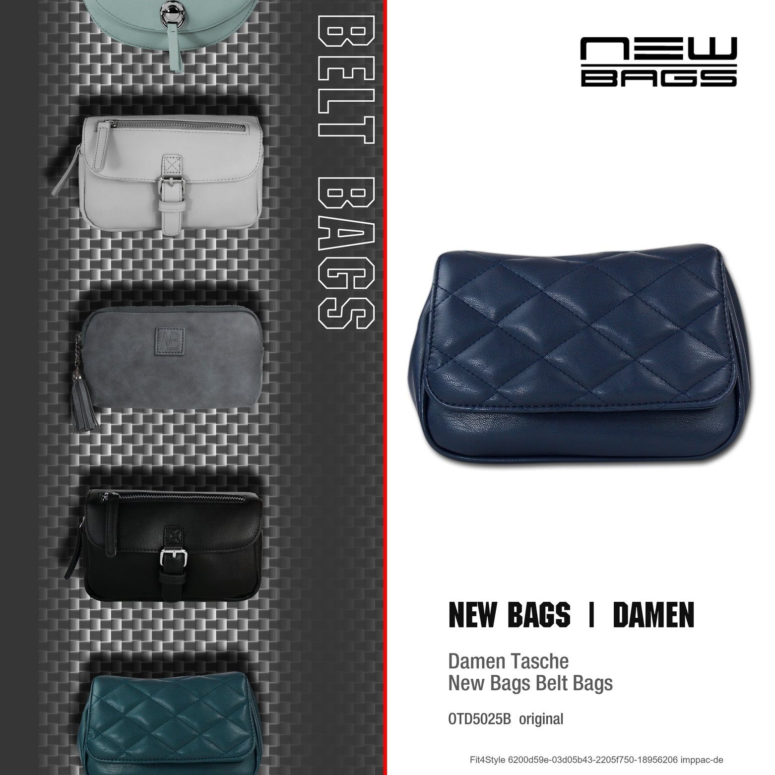 New Bags Gürteltasche Hüfttasche 20,5cm (Gürteltasche), blau Dame OTD5025X Gürteltasche, Umhängetasche, 2in1 ca. Jugend New Damen, x Bags beige, altrosa