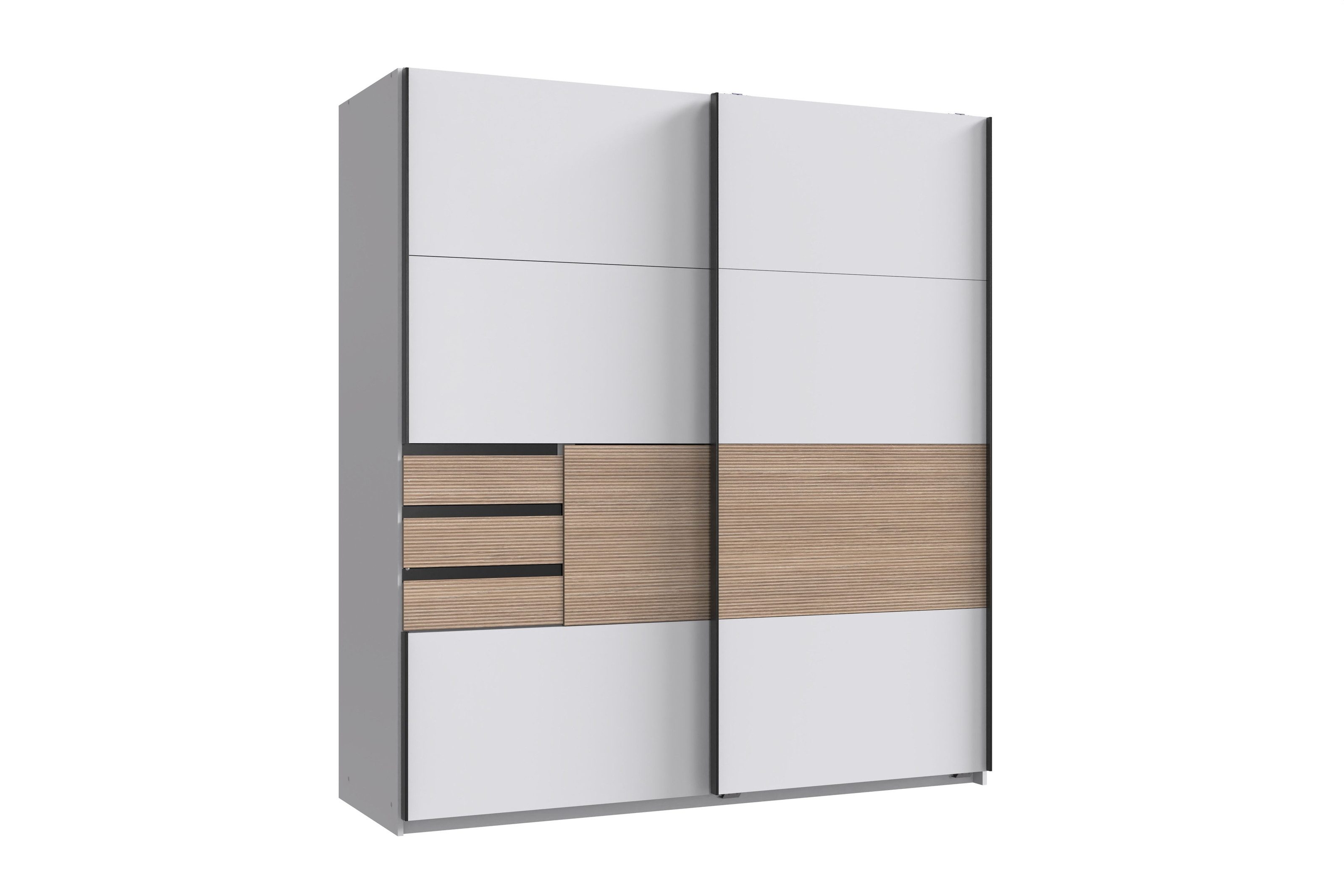 Wimex Schwebetürenschrank in WEISS / MULTIPLEX - 180x198x65cm (BxHxT)