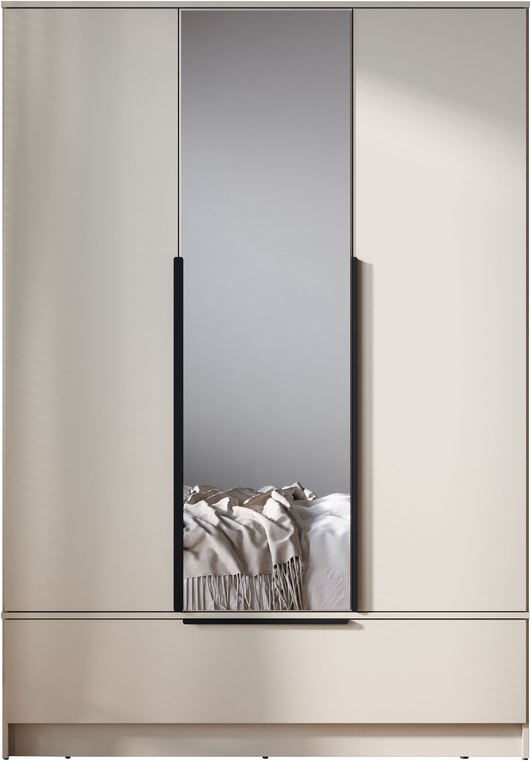 Home affaire Kleiderschrank Spirit Kleiderschrank mit Spiegel, Schublade und 2 Kleiderstangen Mit schwarzen Metallgriffen – viel Stauraum und flexible Aufteilung