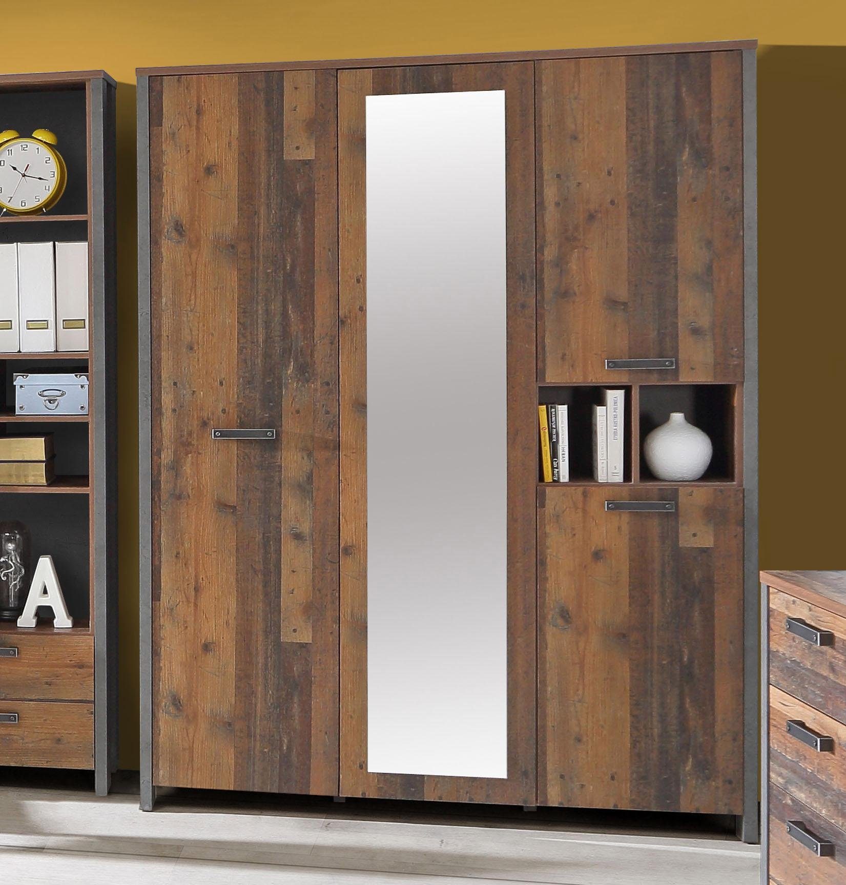 FORTE Kleiderschrank "Clif", (Maße: B/H/T ca. 156x205x52 cm), mit Spiegelau günstig online kaufen