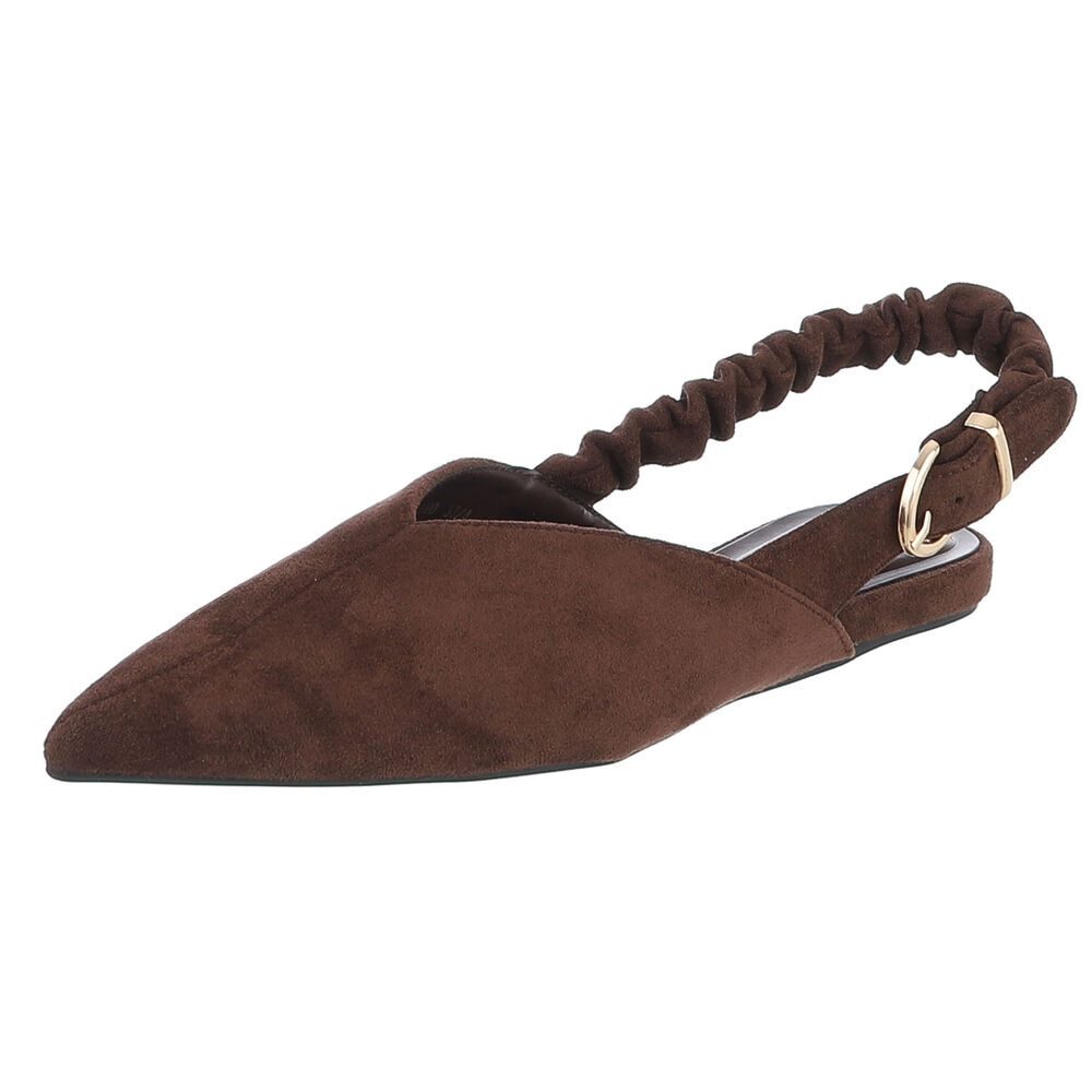 Ital-Design Damen Slingback Schuh flach mit Metallschnalle Schnürpumps (92078997) Flach Schnür- & Riemchenpumps in Braun von Ital-Design