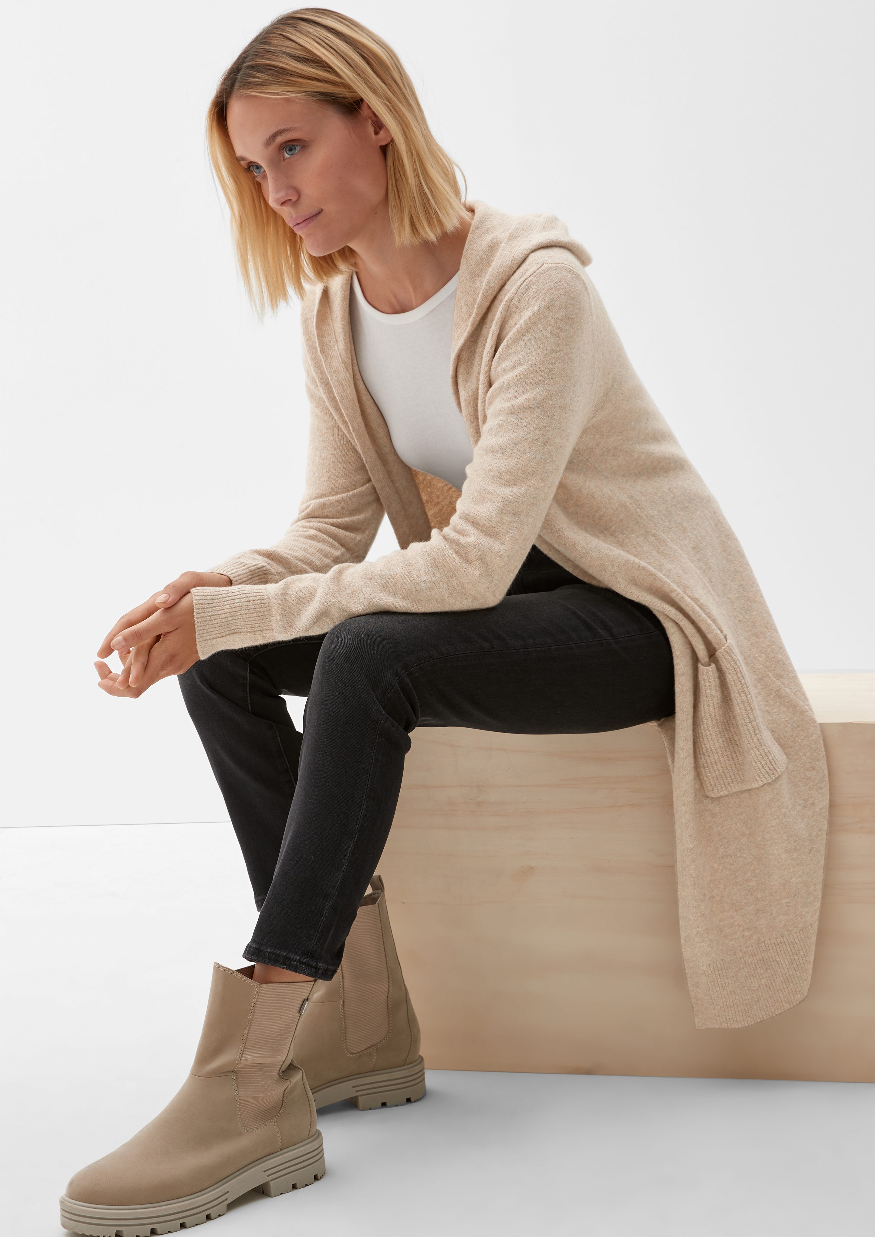 s.Oliver Kapuzenstrickjacke ohne Verschluss, mit Seitentaschen günstig online kaufen