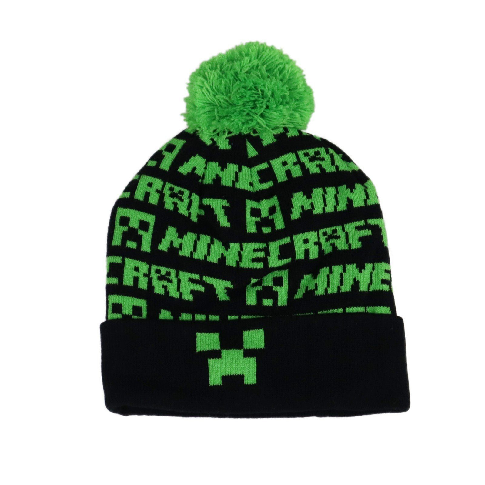 Minecraft Bommelmütze Minecraft Creeper Kinder Jungen Wintermütze Gr. 54 bis 56