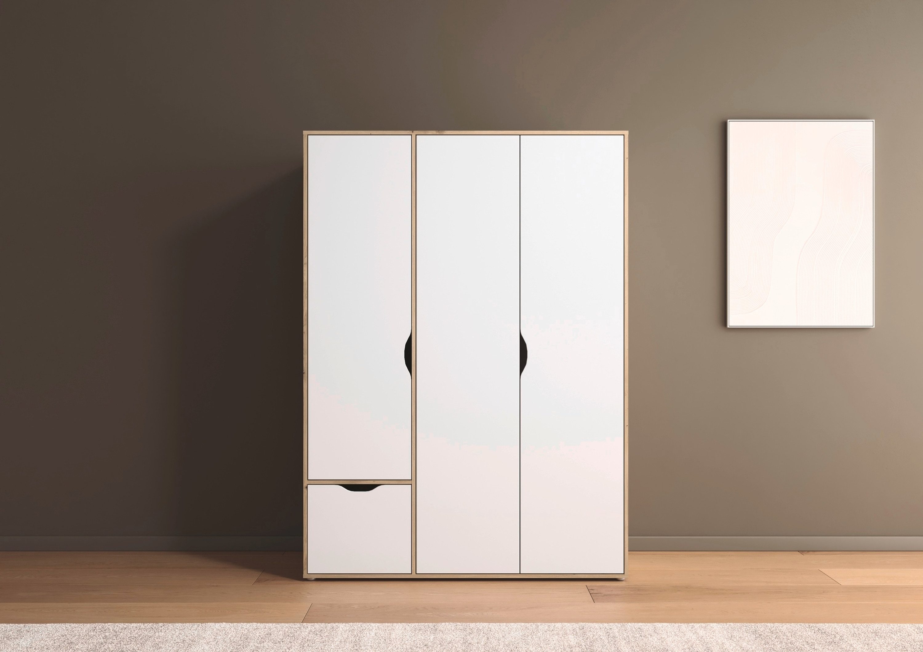 rauch Drehtürenschrank Kleiderschrank Schrank Garderobe Wäscheschrank NARAI mit Schubladen (in 3 verschiedenen Ausstattungen BASIC/CLASSIC/PREMIUM) Griffausfräsungen für eine grifflose Optik TOPSELLER MADE IN GERMANY